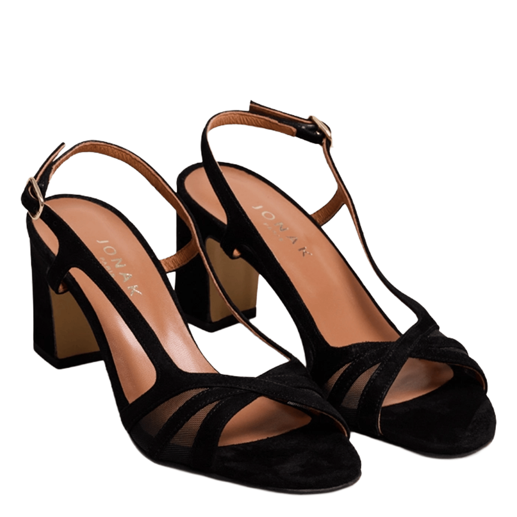 High leather-mix sandals JONAK Black