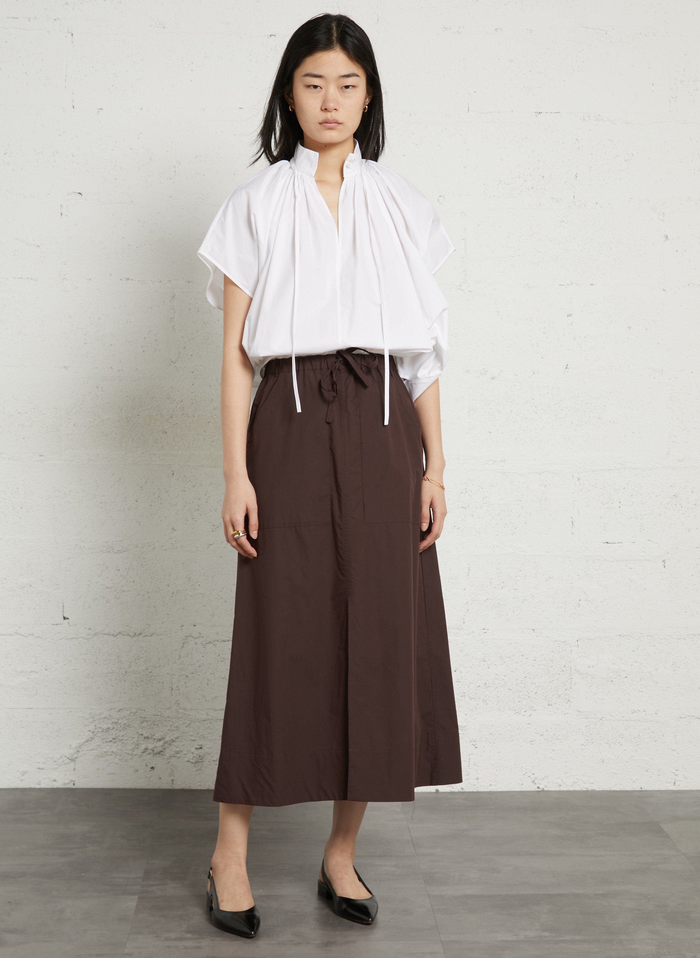 Weite Bluse mit kurzen Ärmeln aus Baumwolle LAURENCE BRAS Weiss