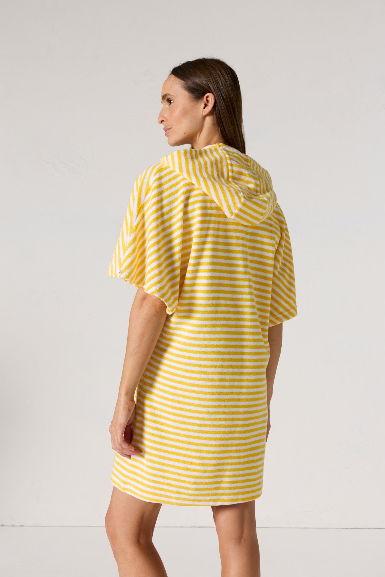 Robe éponge à capuche pearl stripe JOTT Jaune