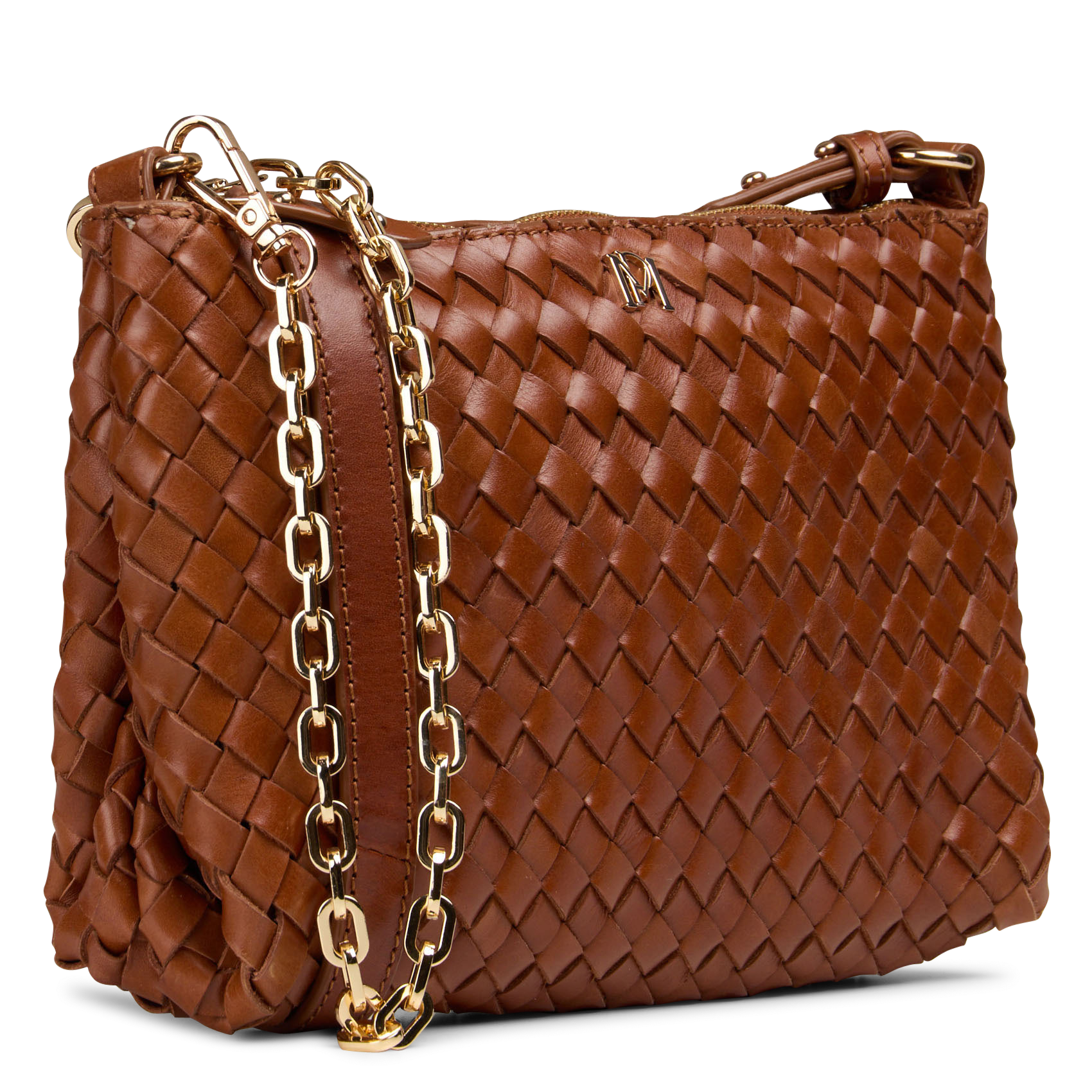 Kleine gevlochten leren schoudertas PETITE MENDIGOTE Bruin