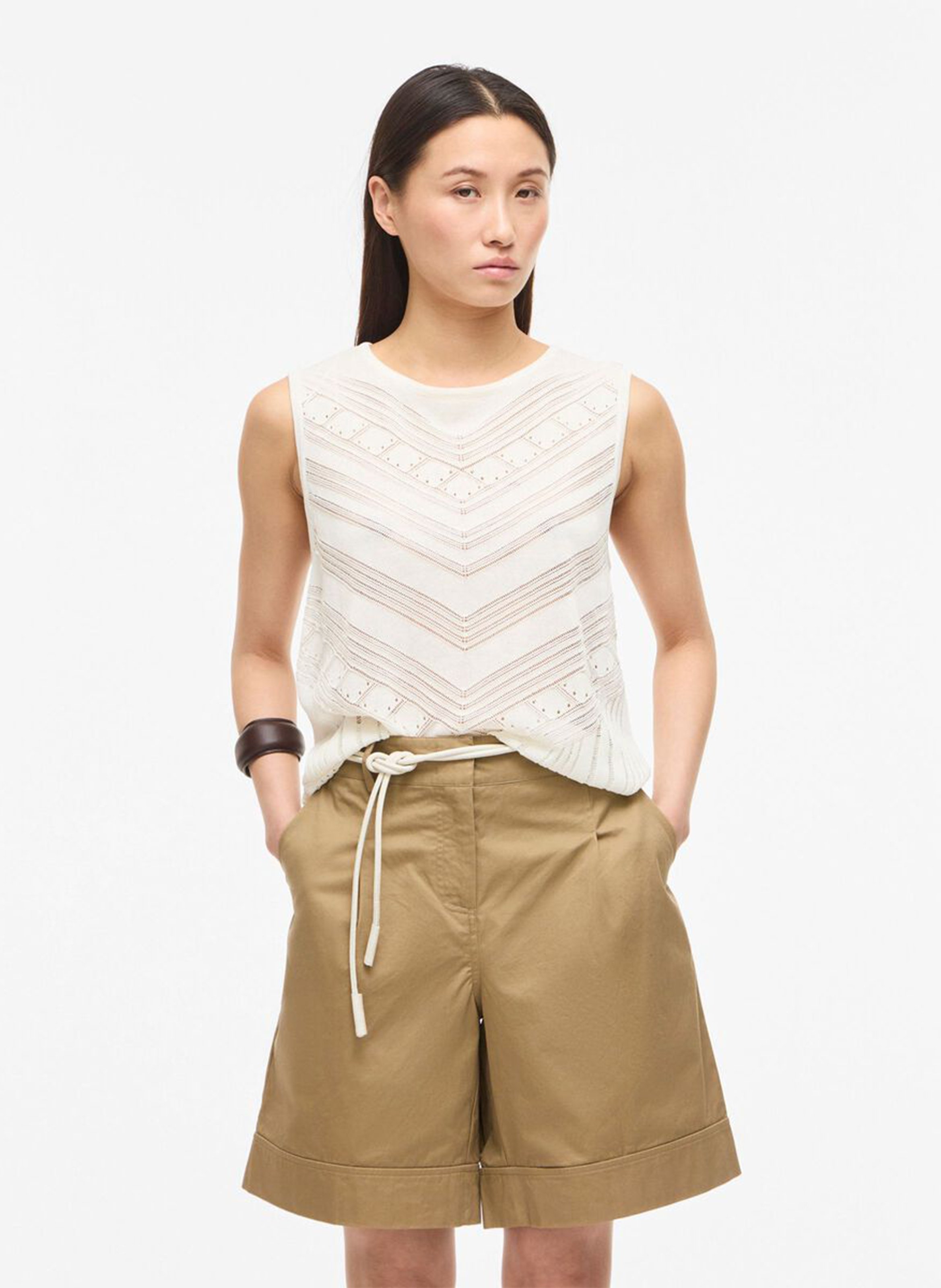 Ärmelloses Top mit Fantasiedetails ROUGE EDIT Beige