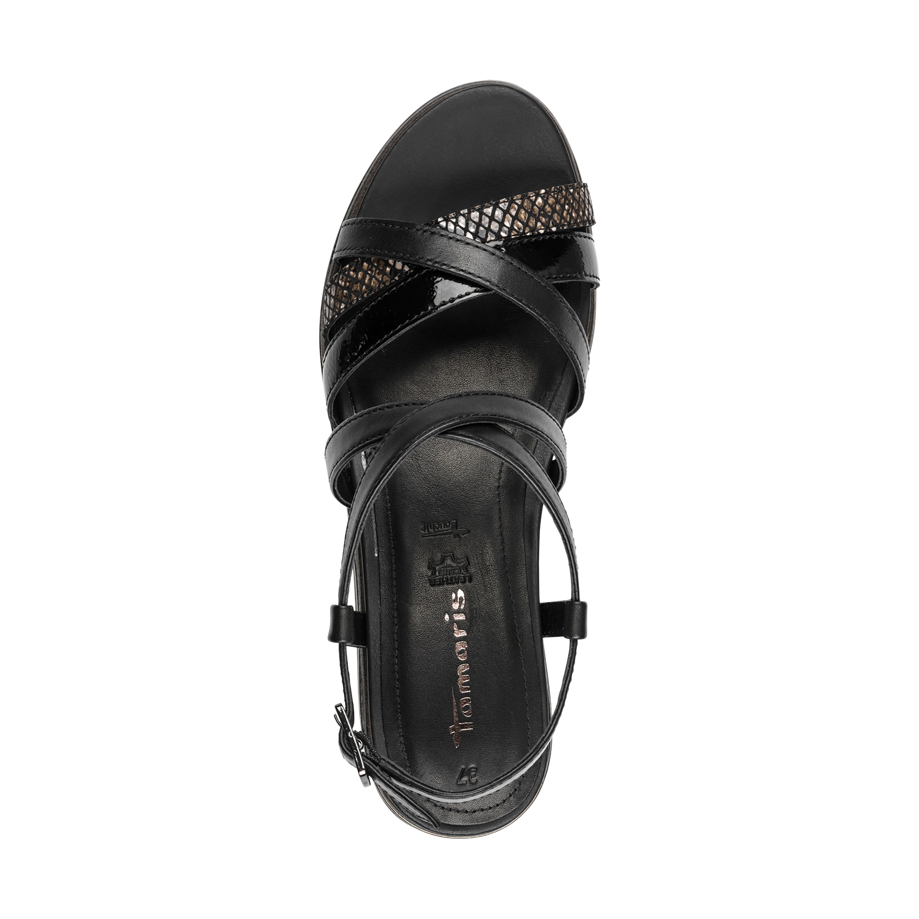 Leather wedge sandals TAMARIS Black