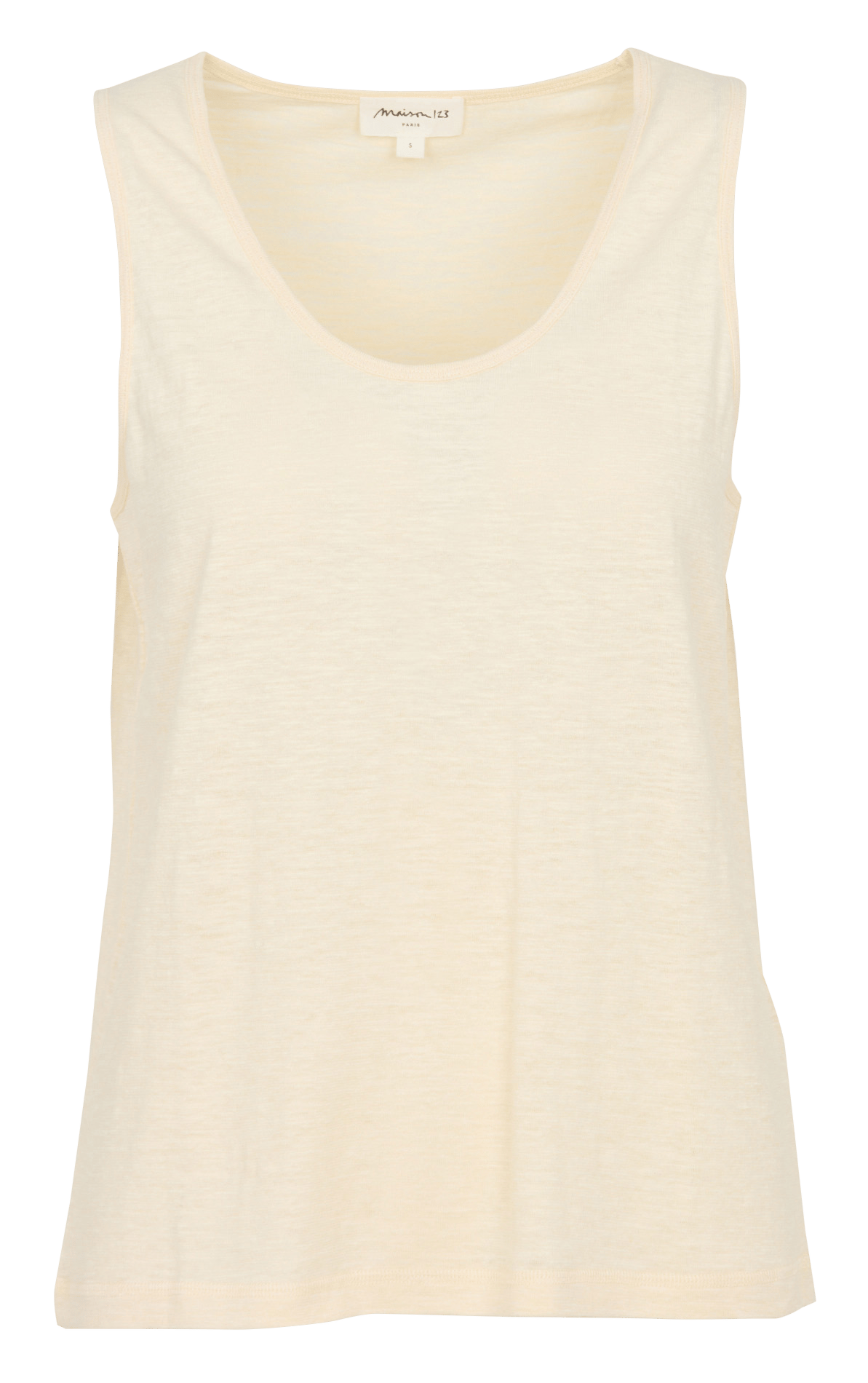 Débardeur droit col rond en coton mélangé MAISON 123 Beige