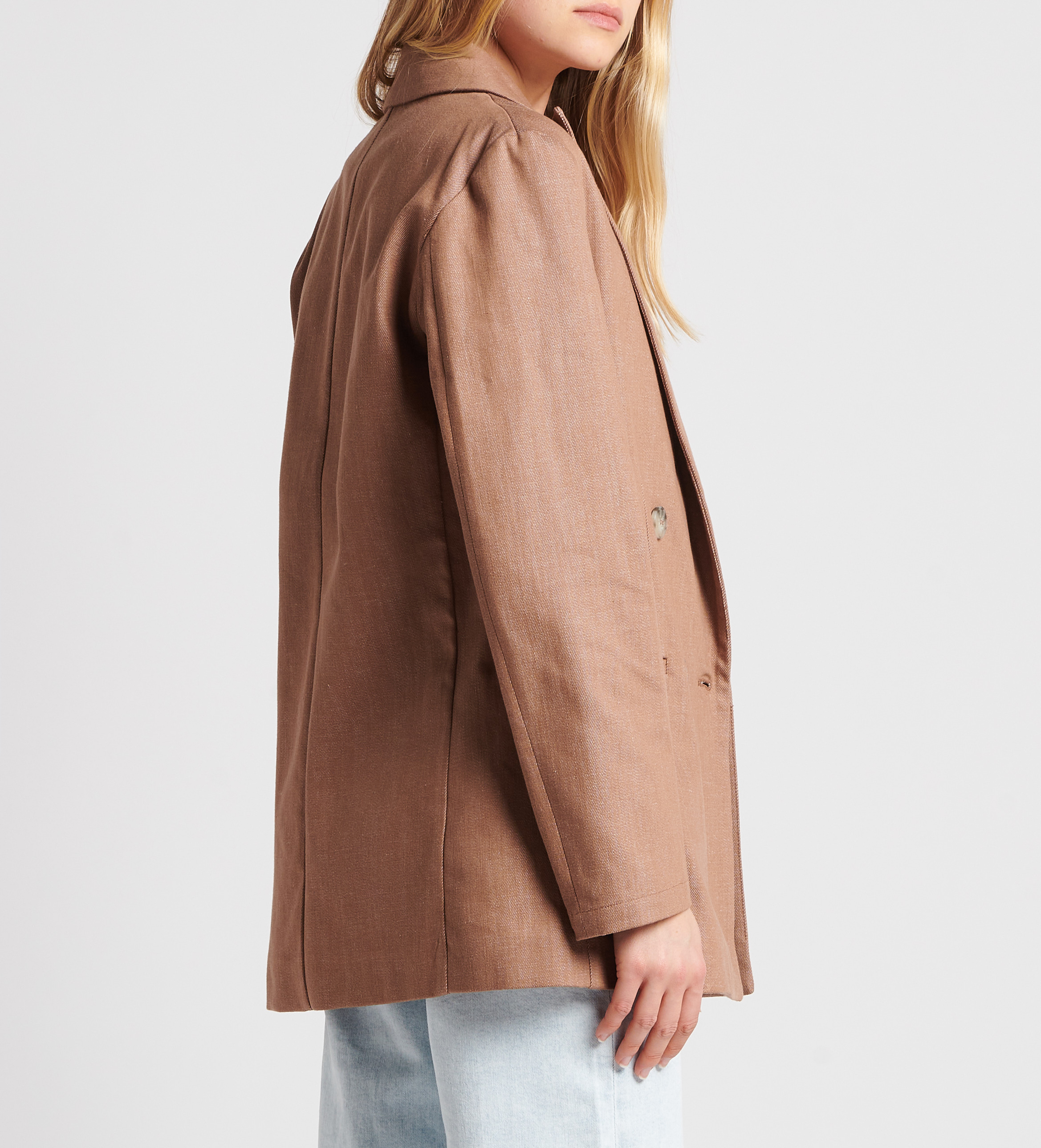 Gerade geschnittener Blazer aus Baumwoll-Denim-Mix MAX&Co. Braun