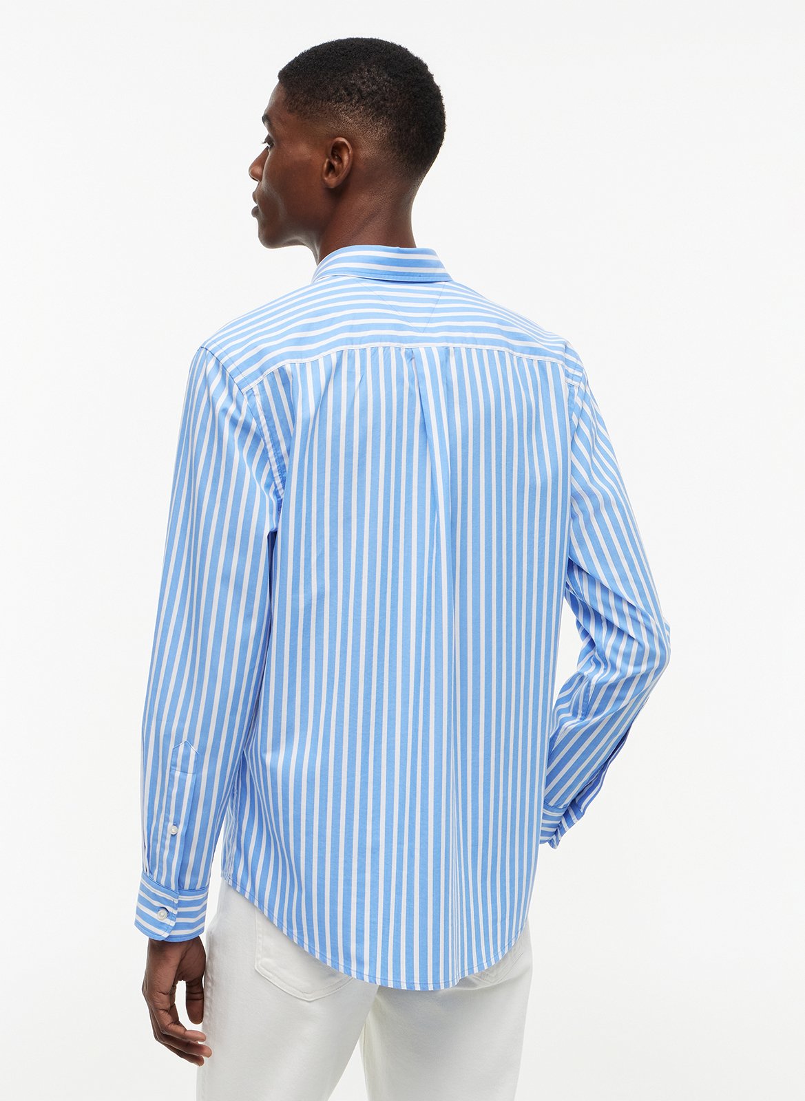 Striped straight-cut cotton shirt TOMMY HILFIGER Blue