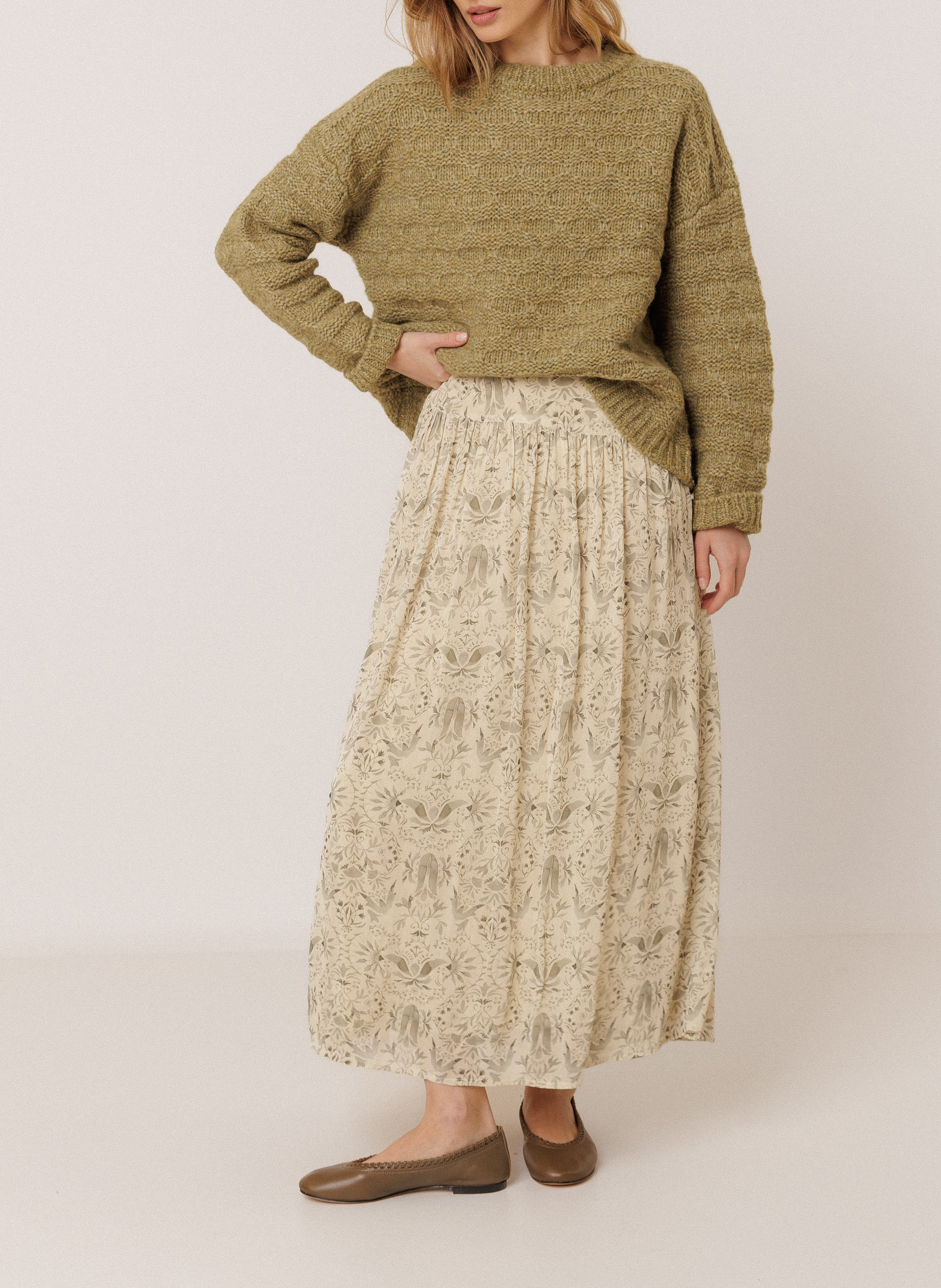 Pull col rond en laine mélangée INDI & COLD Vert