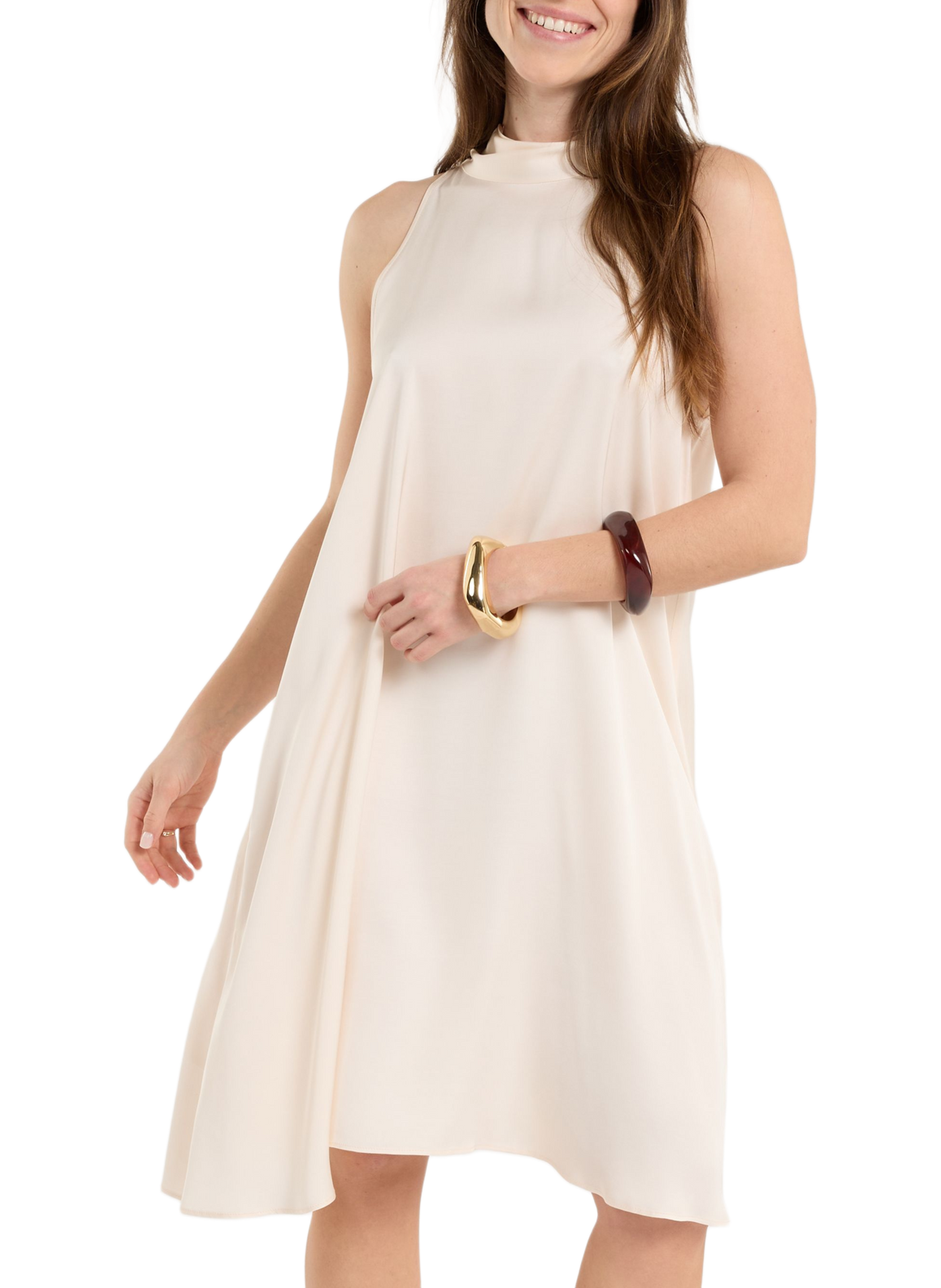 Short halter neck dress SAISON 1865 Beige