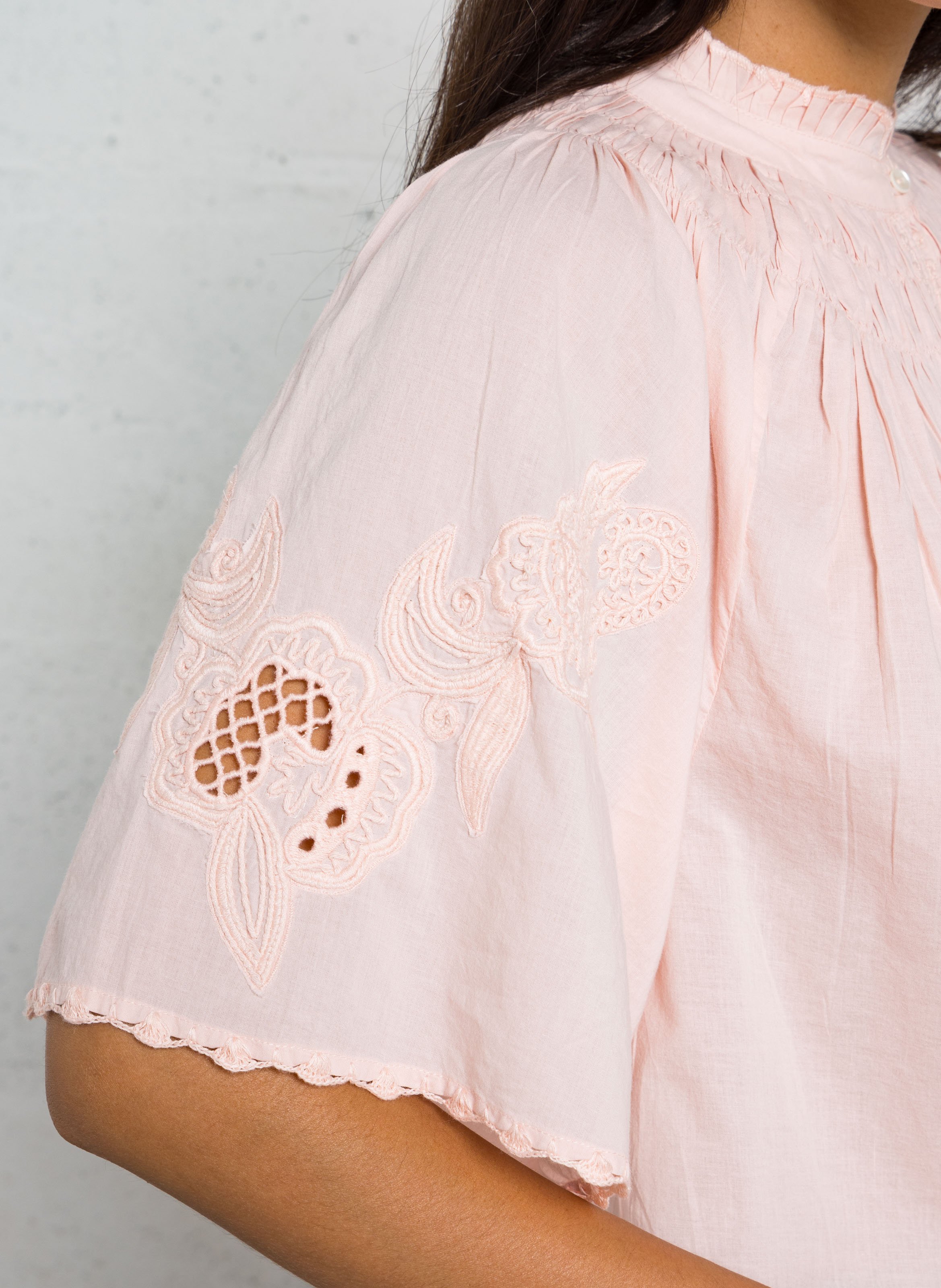 Round-neck cotton blouse MAISON 123 Pink