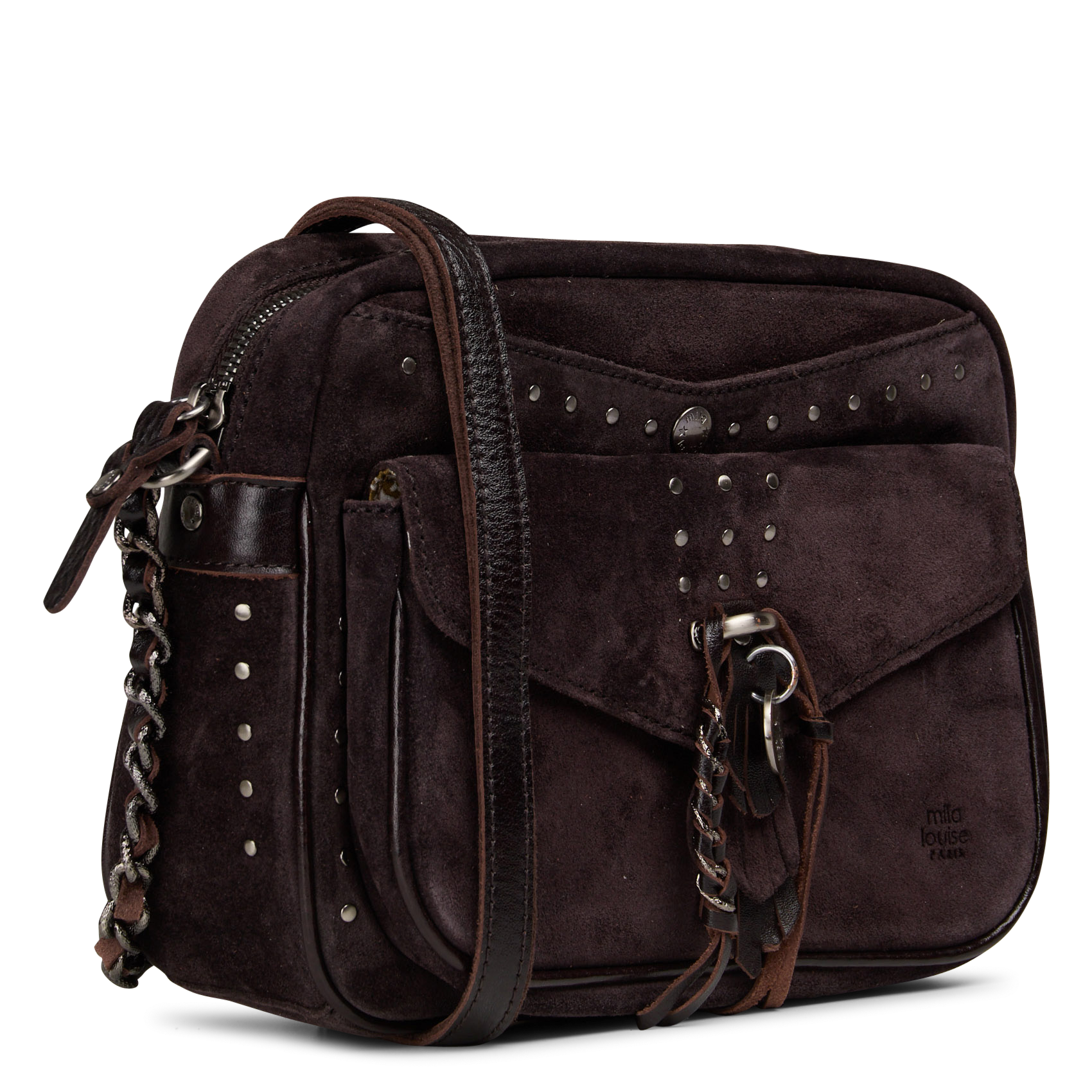 Sac bandoulière en cuir MILA LOUISE Marron