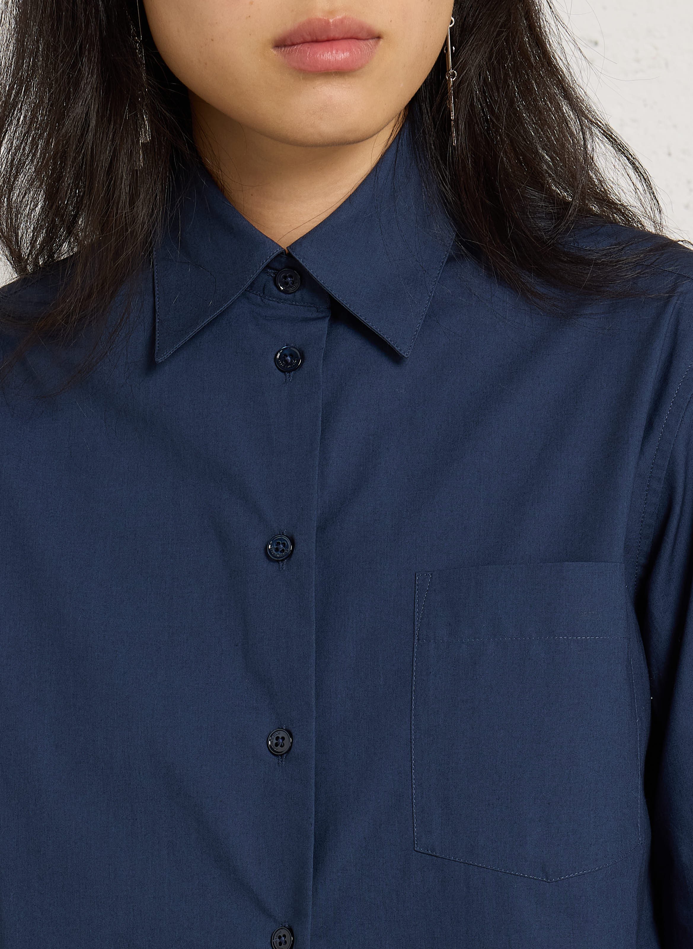 Chemise droite col classique en coton LAURENCE BRAS Bleu