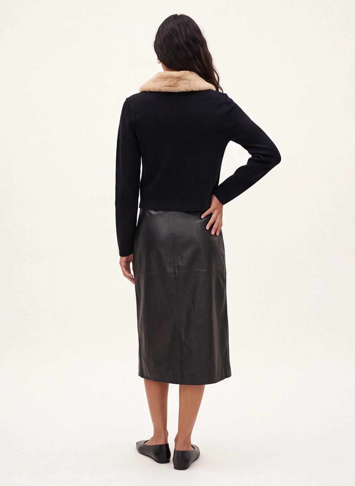 Recht gilet met kraag met imitatiebontlook KOOKAI Zwart