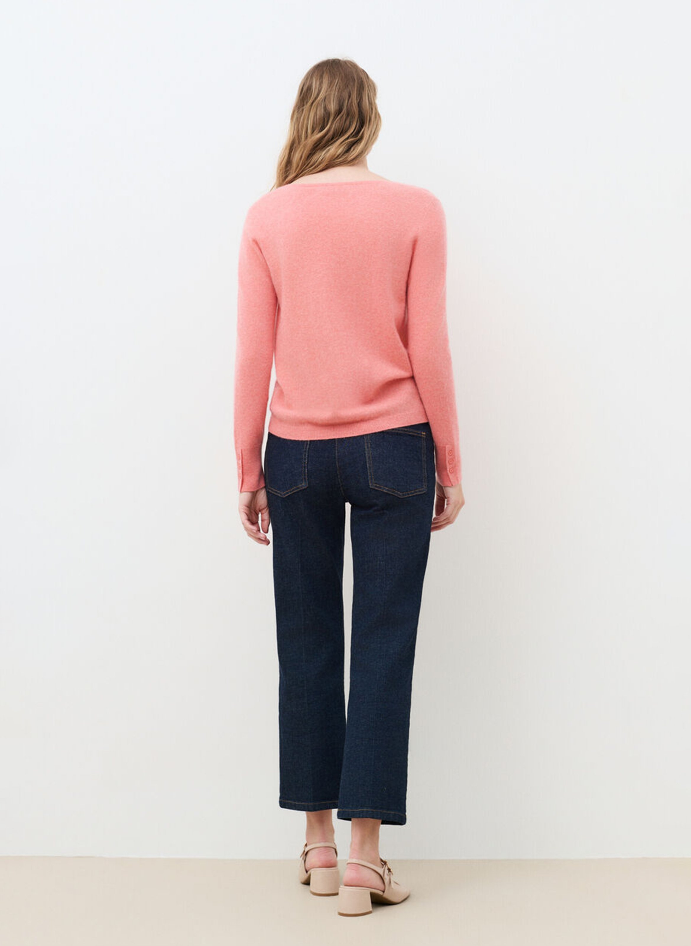 Solid cashmere V-neck sweater | Pink CAROLL Women