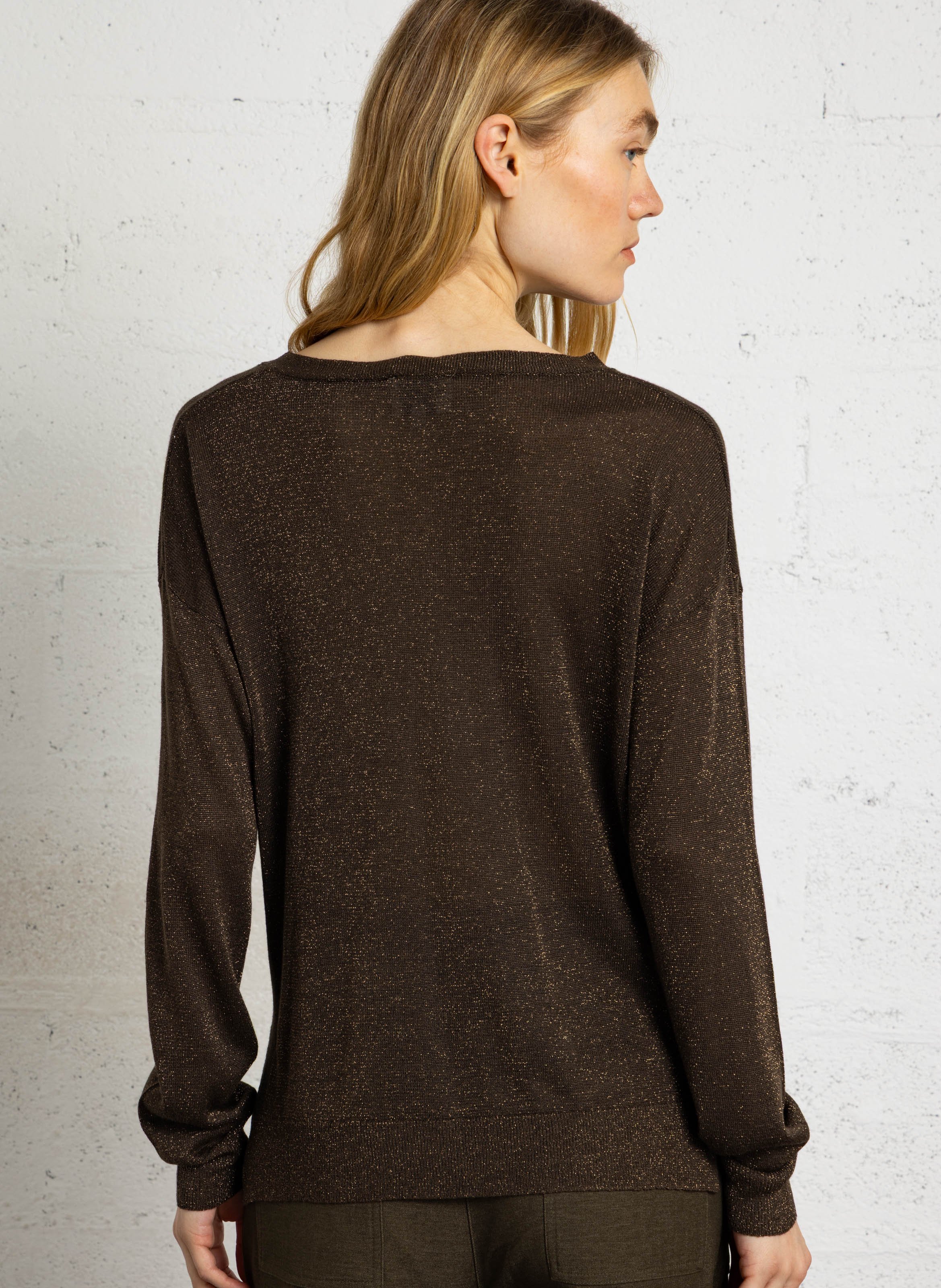 Straight Long-Sleeved Top in Fine Knit LA PETITE ETOILE Khaki
