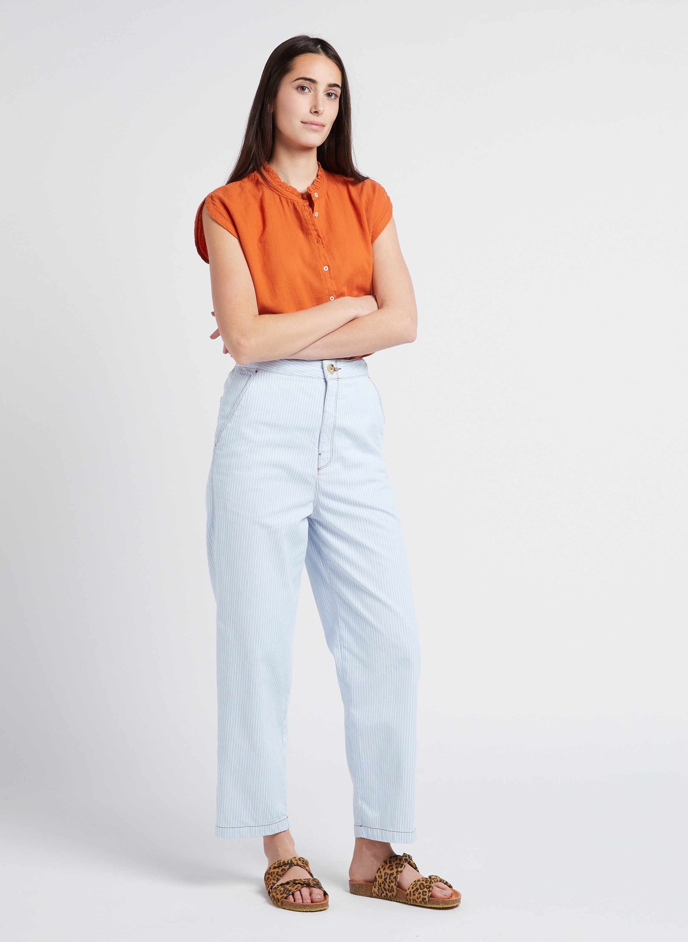 Sleeveless cotton shirt HARTFORD Orange