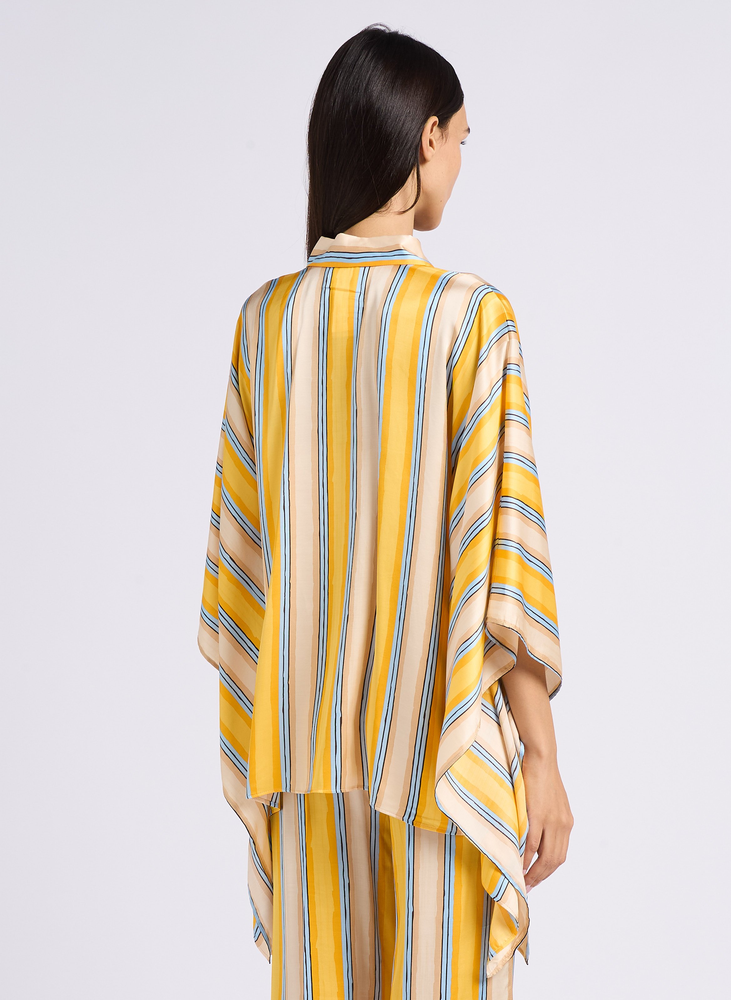 Loose shirt with classic collar in satin stripes MAX&Co. Yellow