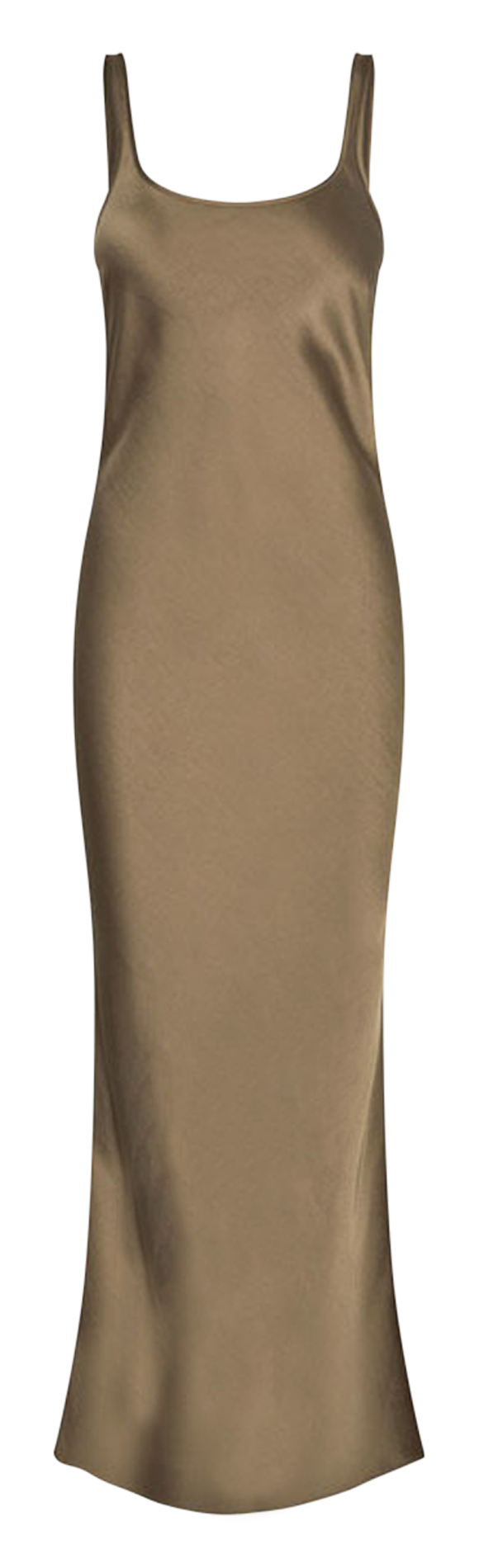 Long fitted satin round-neck dress SAMSOE SAMSOE Green