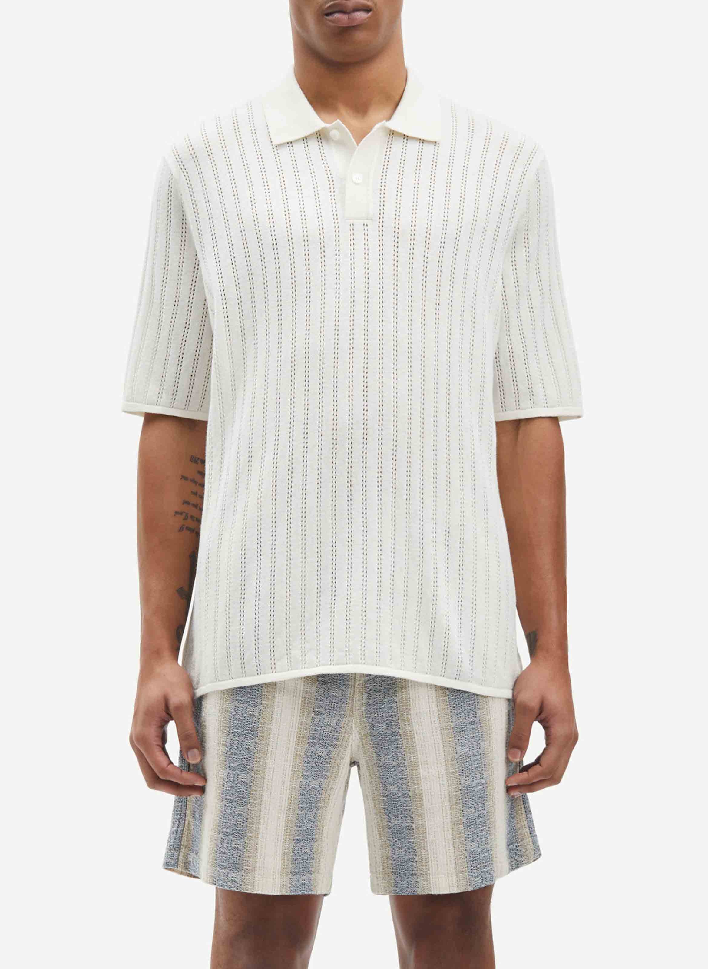 Polo en coton organique et en laine mélangés SAMSOE SAMSOE Blanc