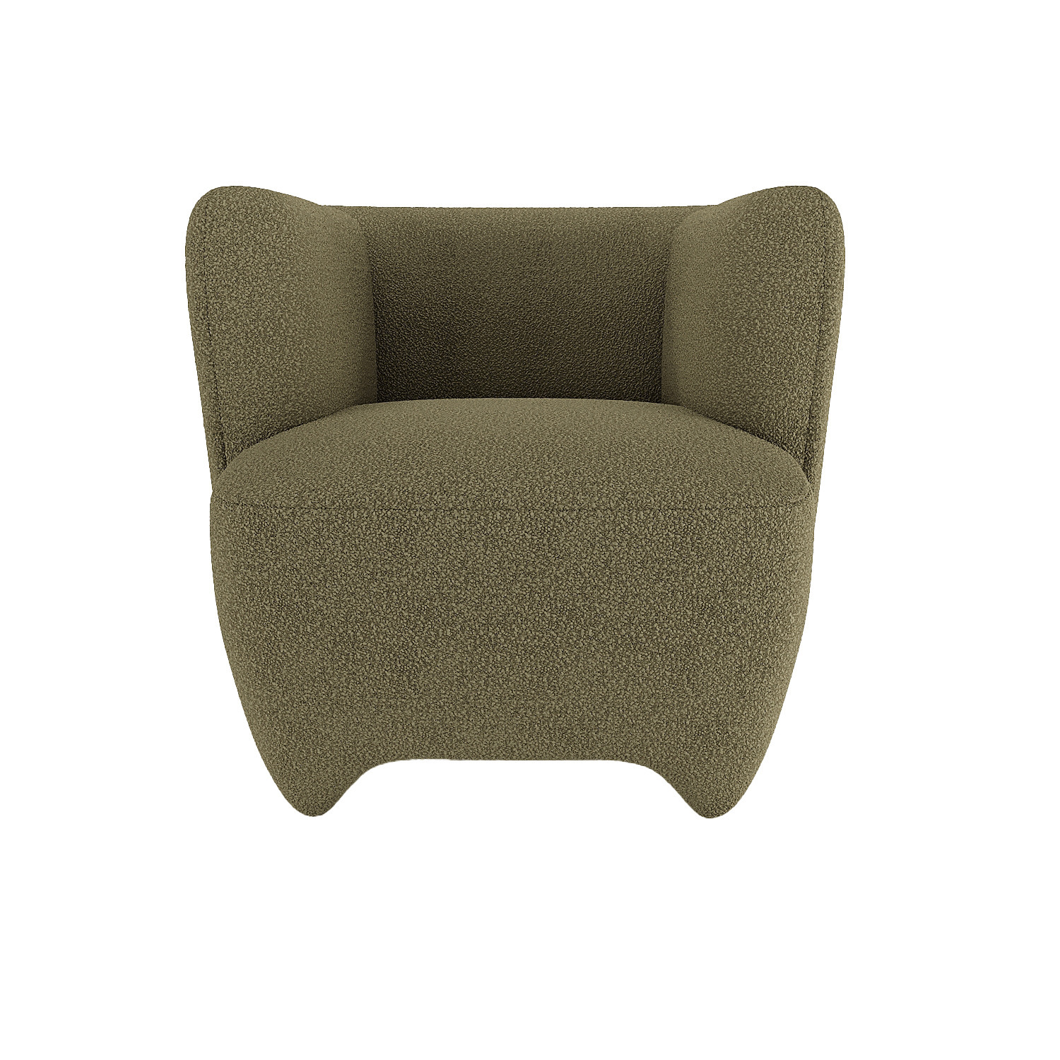 NOA - Khaki green bouclé wool armchair POTIRON PARIS Green