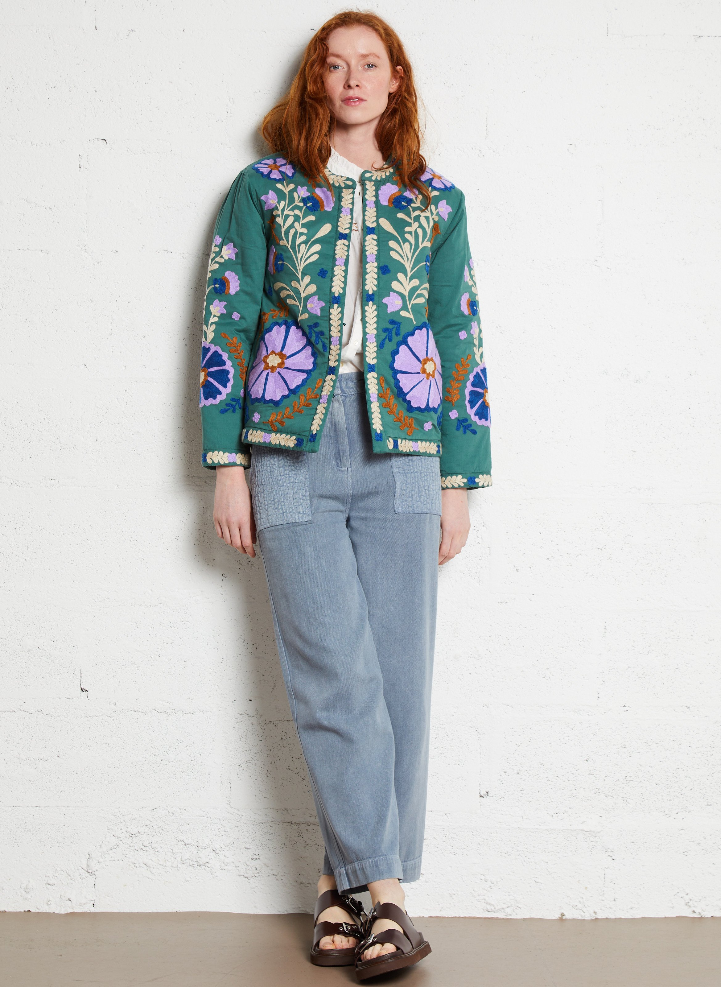 Round neck organic cotton blouse LOUISE MISHA White