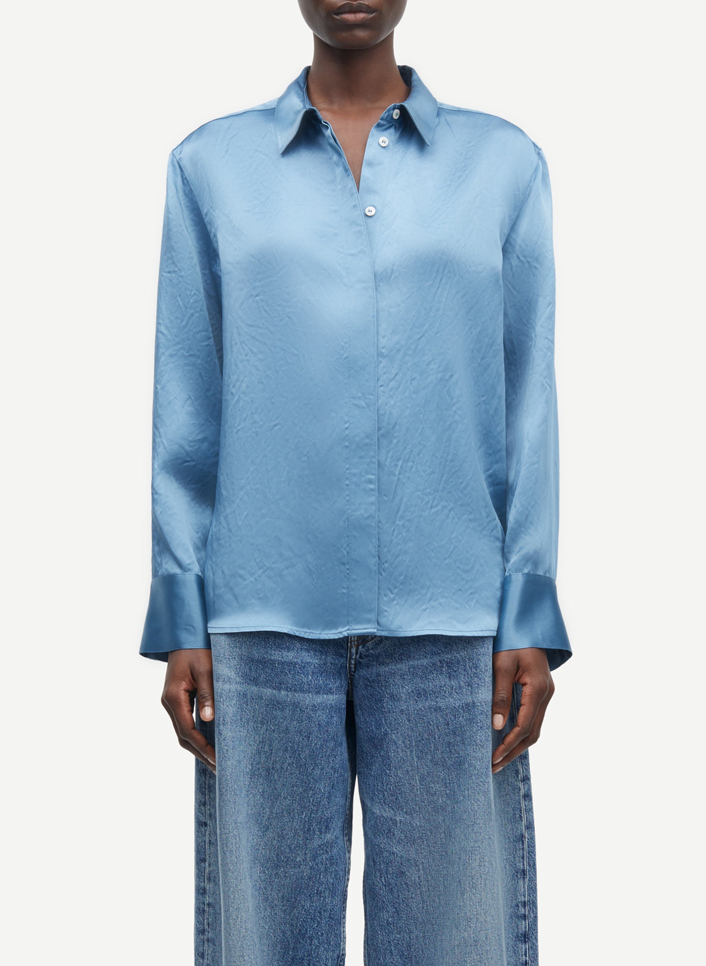 Oversized button-up shirt SAMSOE SAMSOE Blue