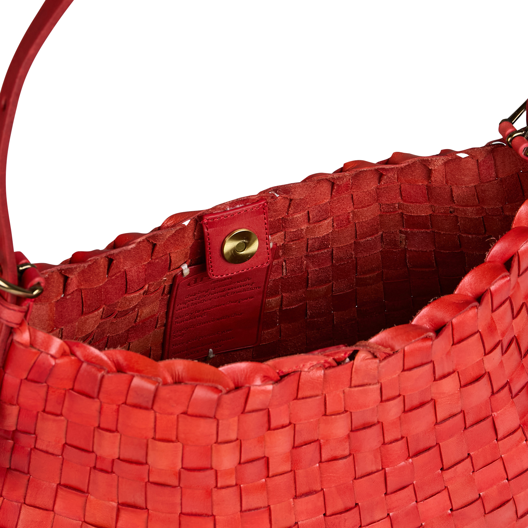 Woven leather shoulder bag Poppy red Dragon Diffusion