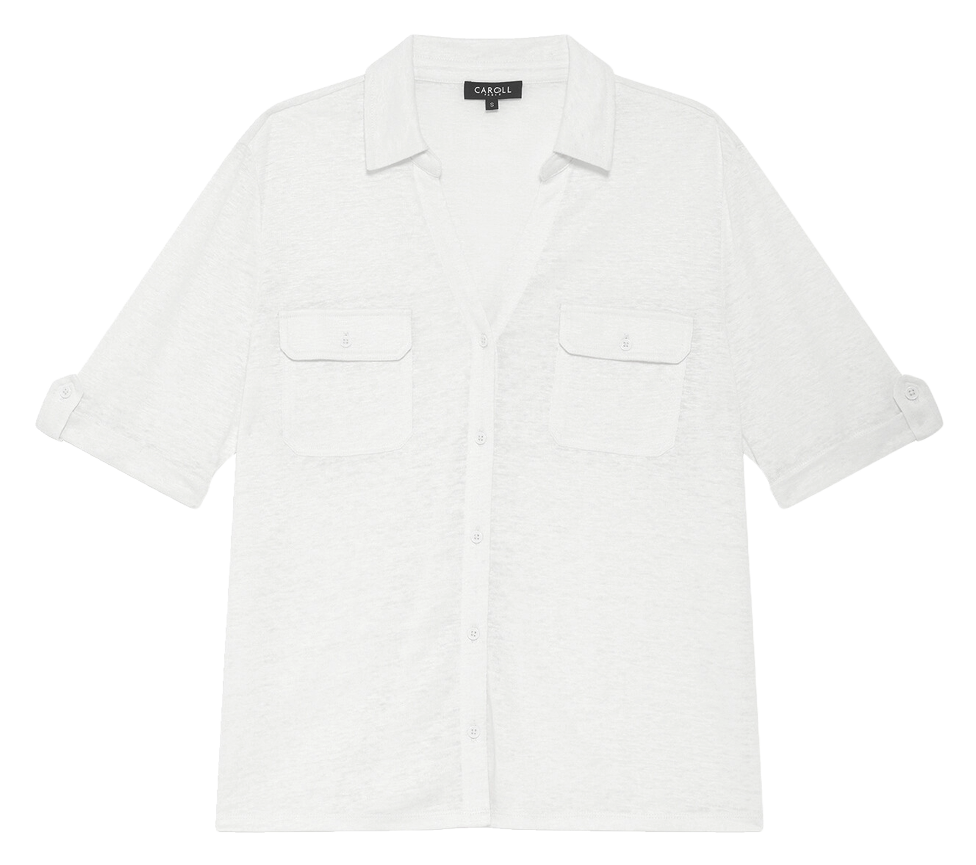 Chemise droite col classique en lin Tk064-Estela Cloud dancer