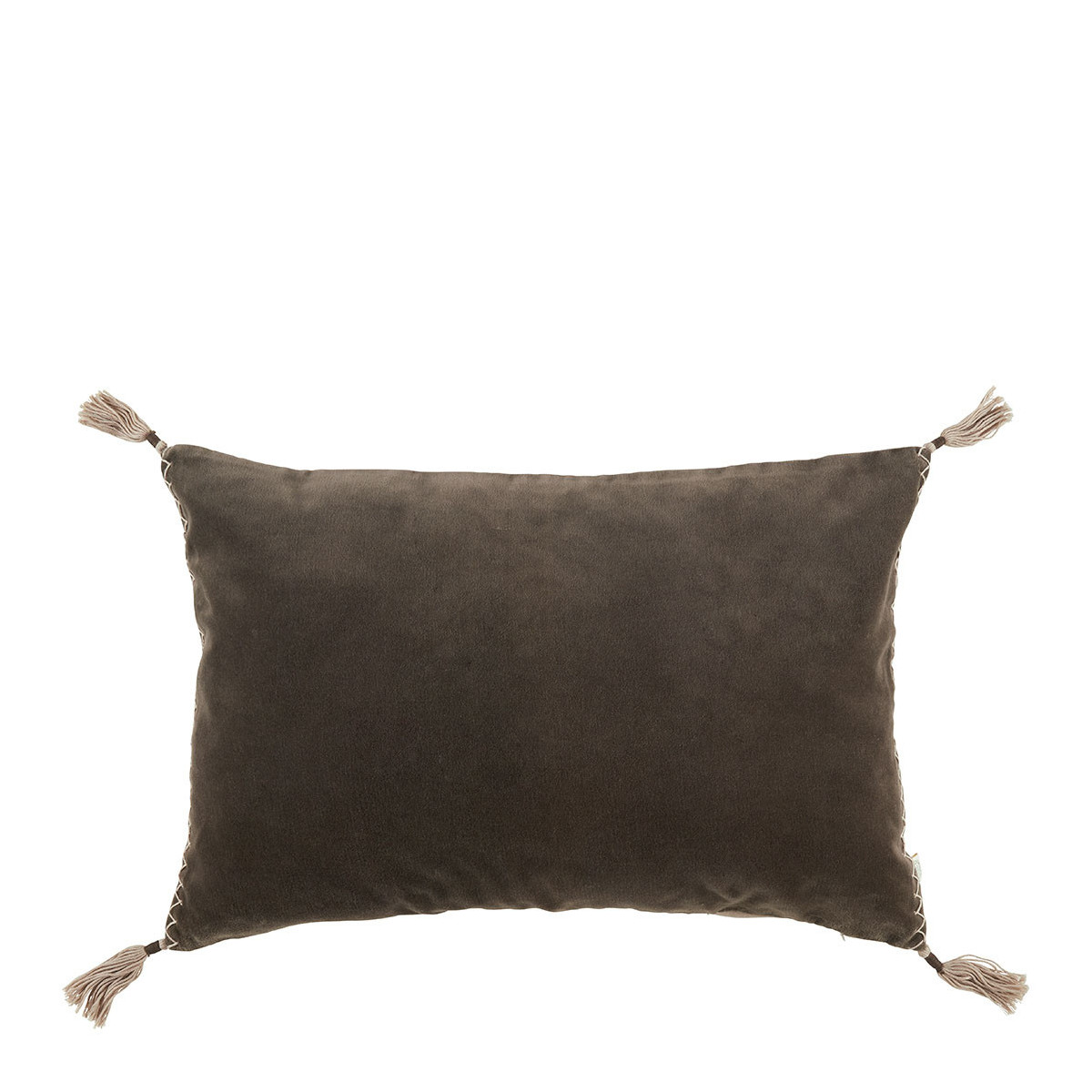 Mattéo cushion cover in cotton and linen velvet BLANC D'IVOIRE Grey