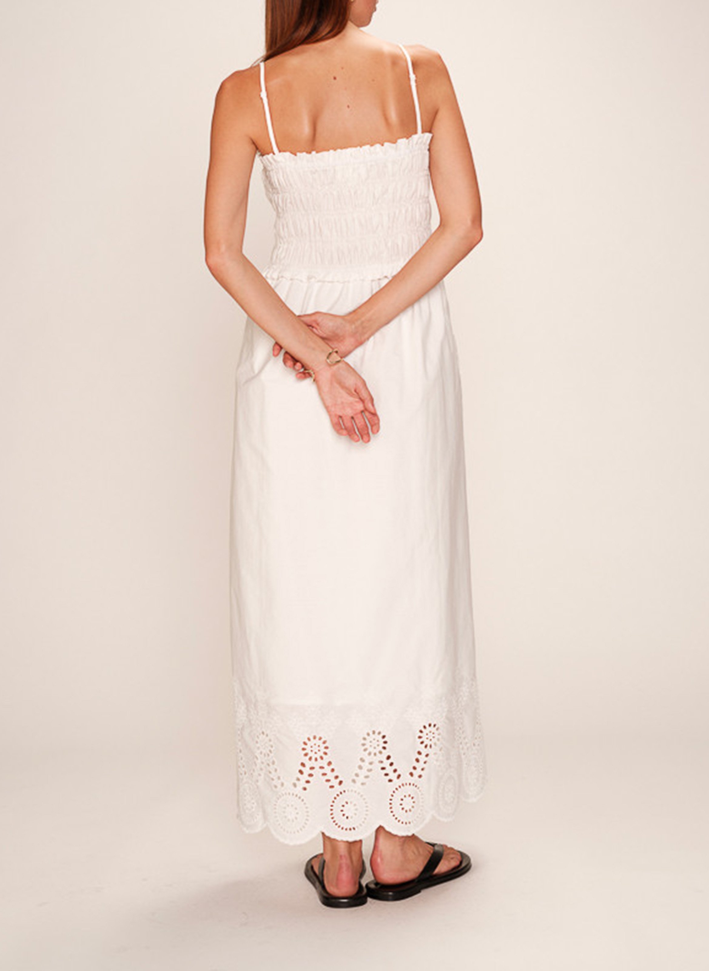 Long square neck cotton dress GRACE ET MILA White