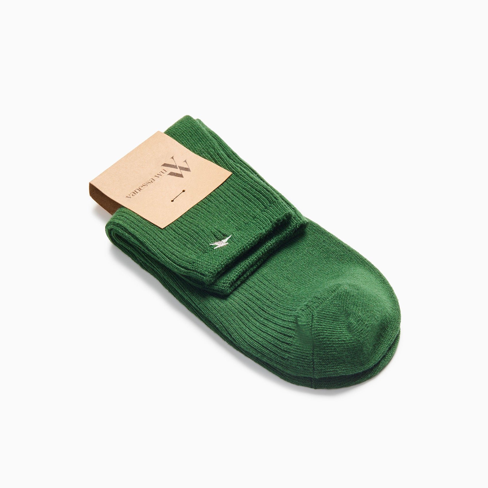 Short cotton-blend ribbed socks VANESSA WU Green