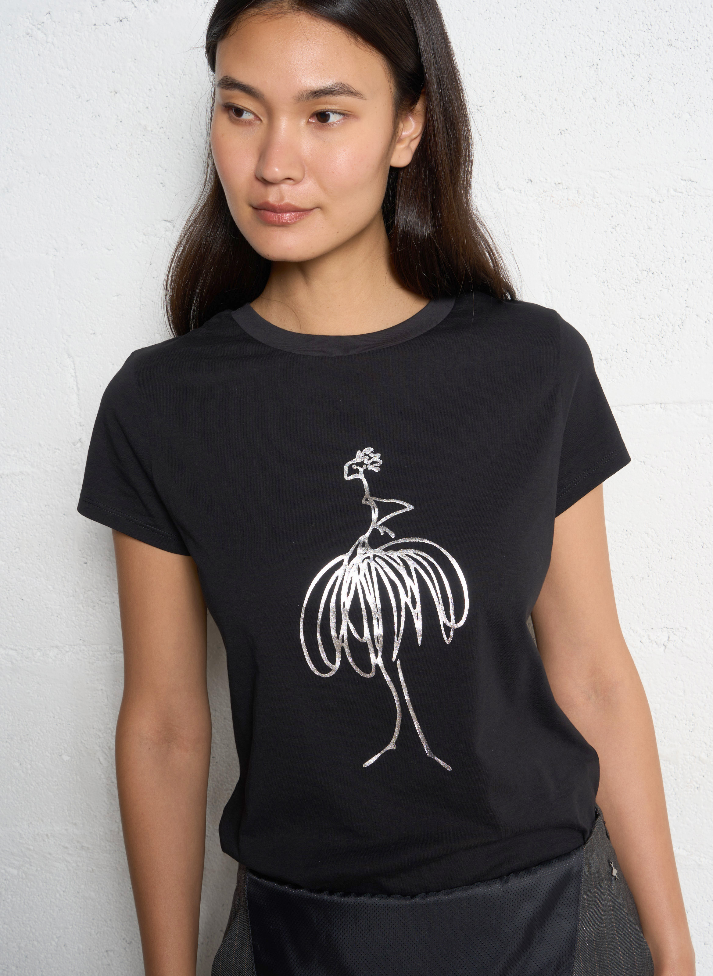 Tee-shirt col rond en coton ONE STEP Noir