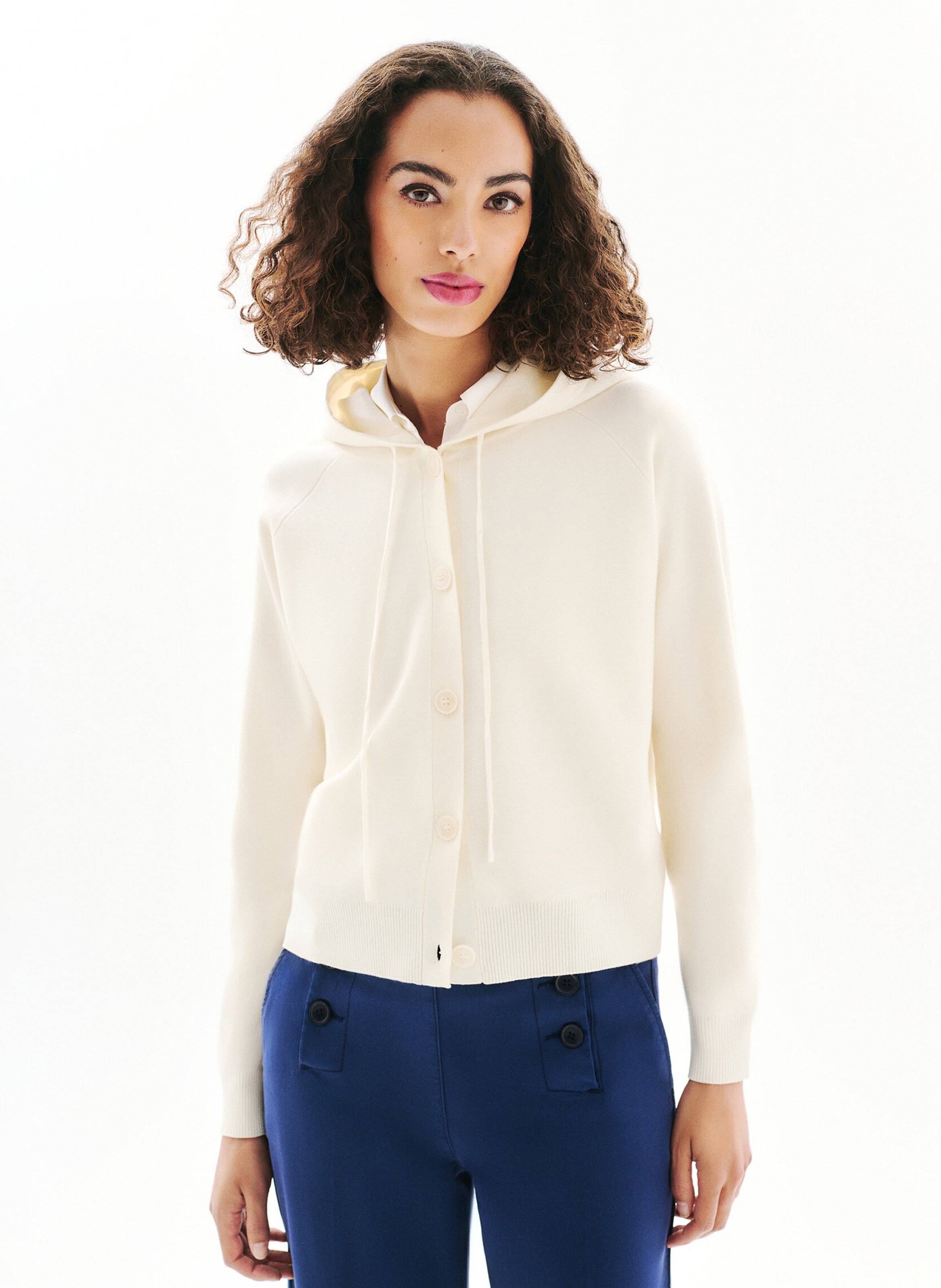 Straight buttoned hooded vest CAROLL Beige