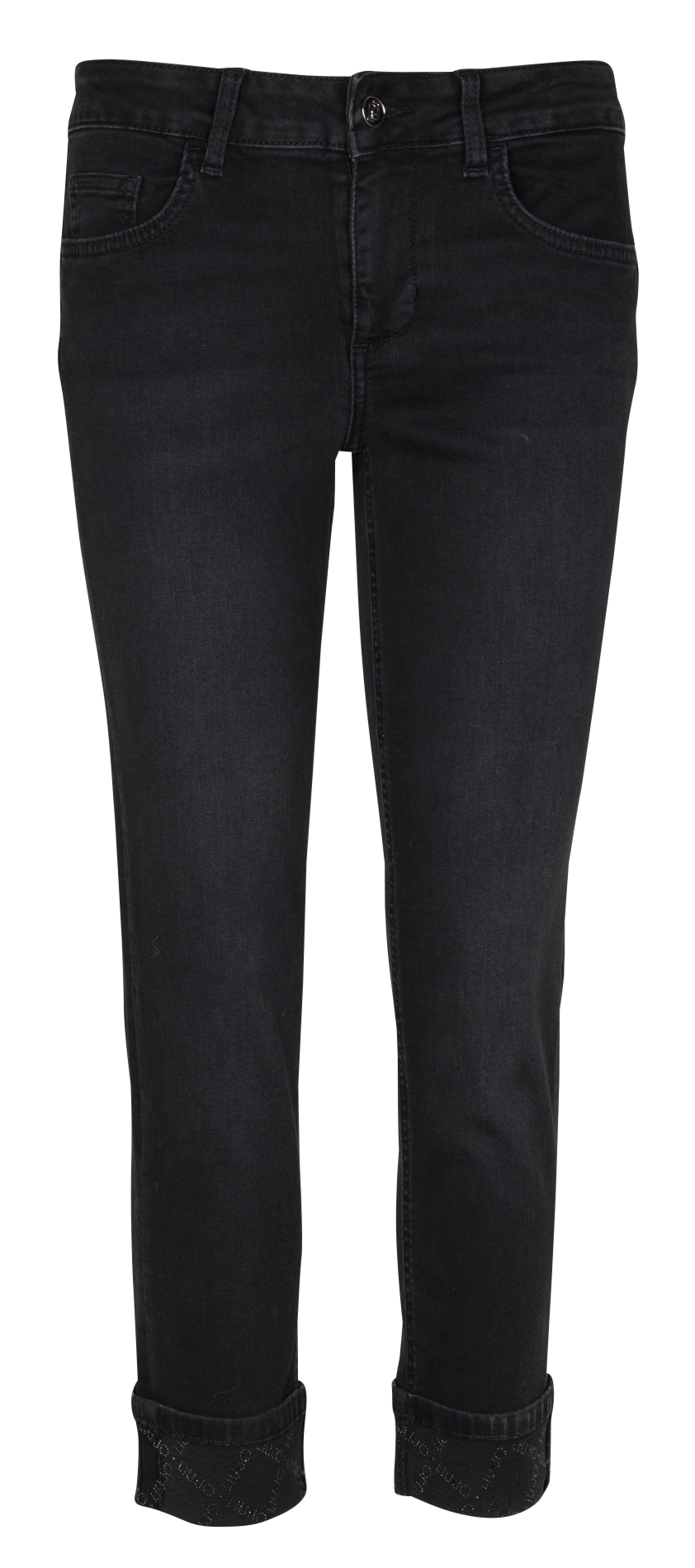 Jean droit uni avec revers à strass LIU JO Noir