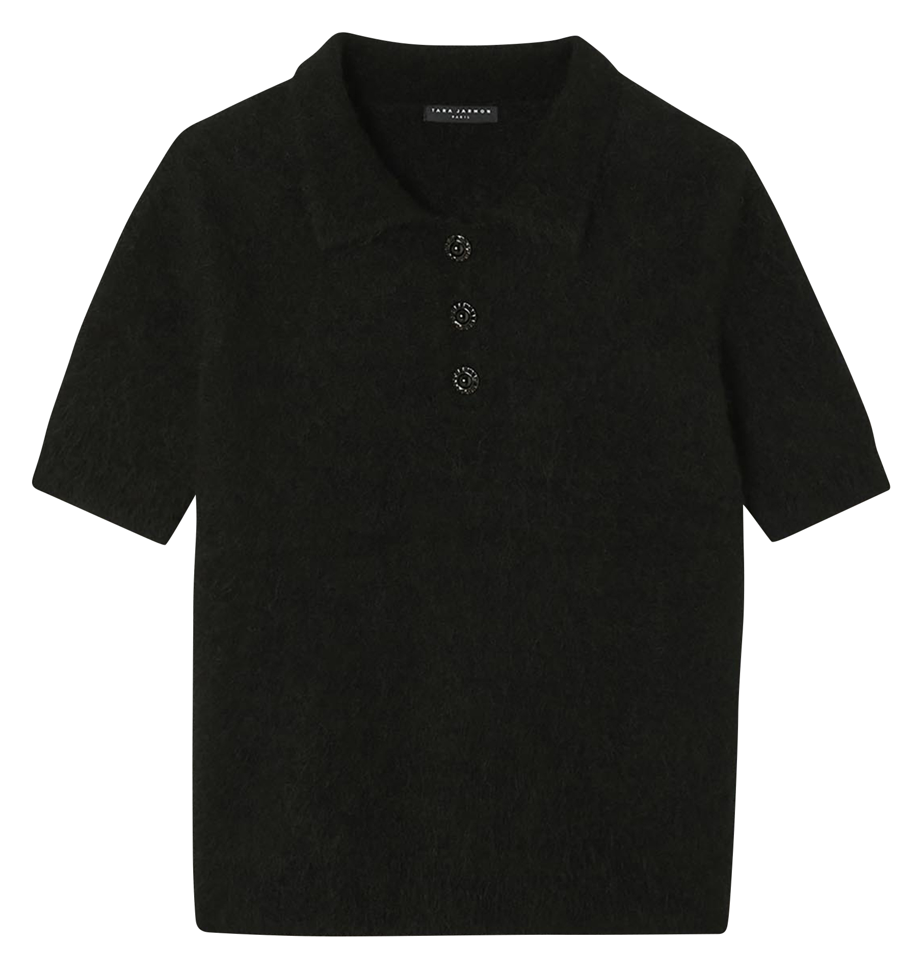 Straight polo in blended alpaca wool TARA JARMON Black