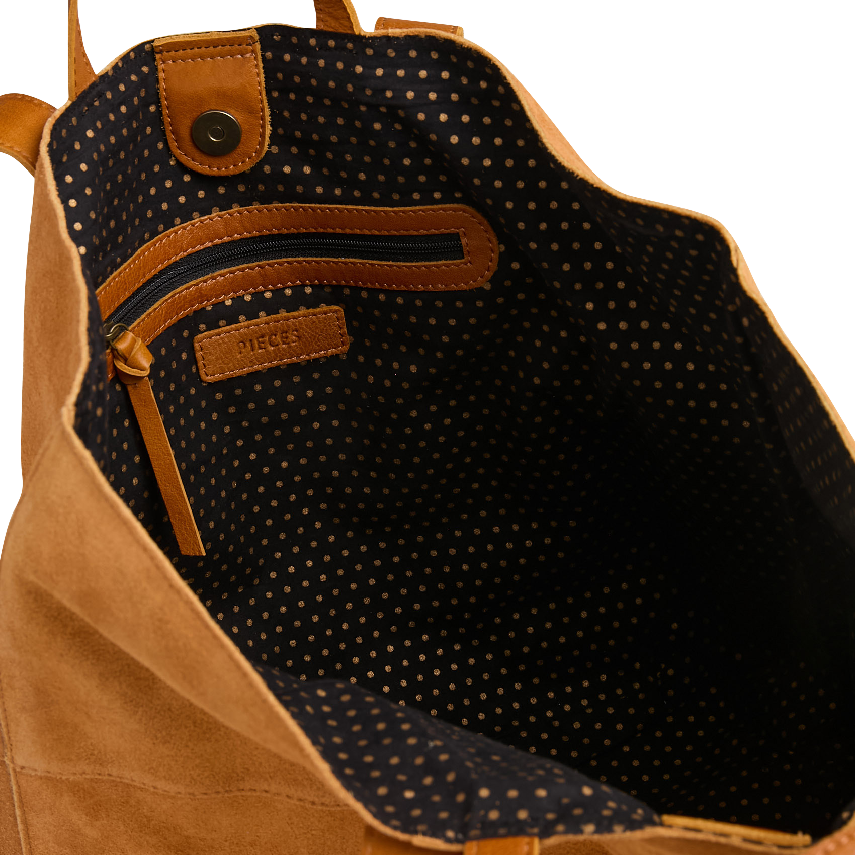 Shopper van veloursleer PIECES Bruin