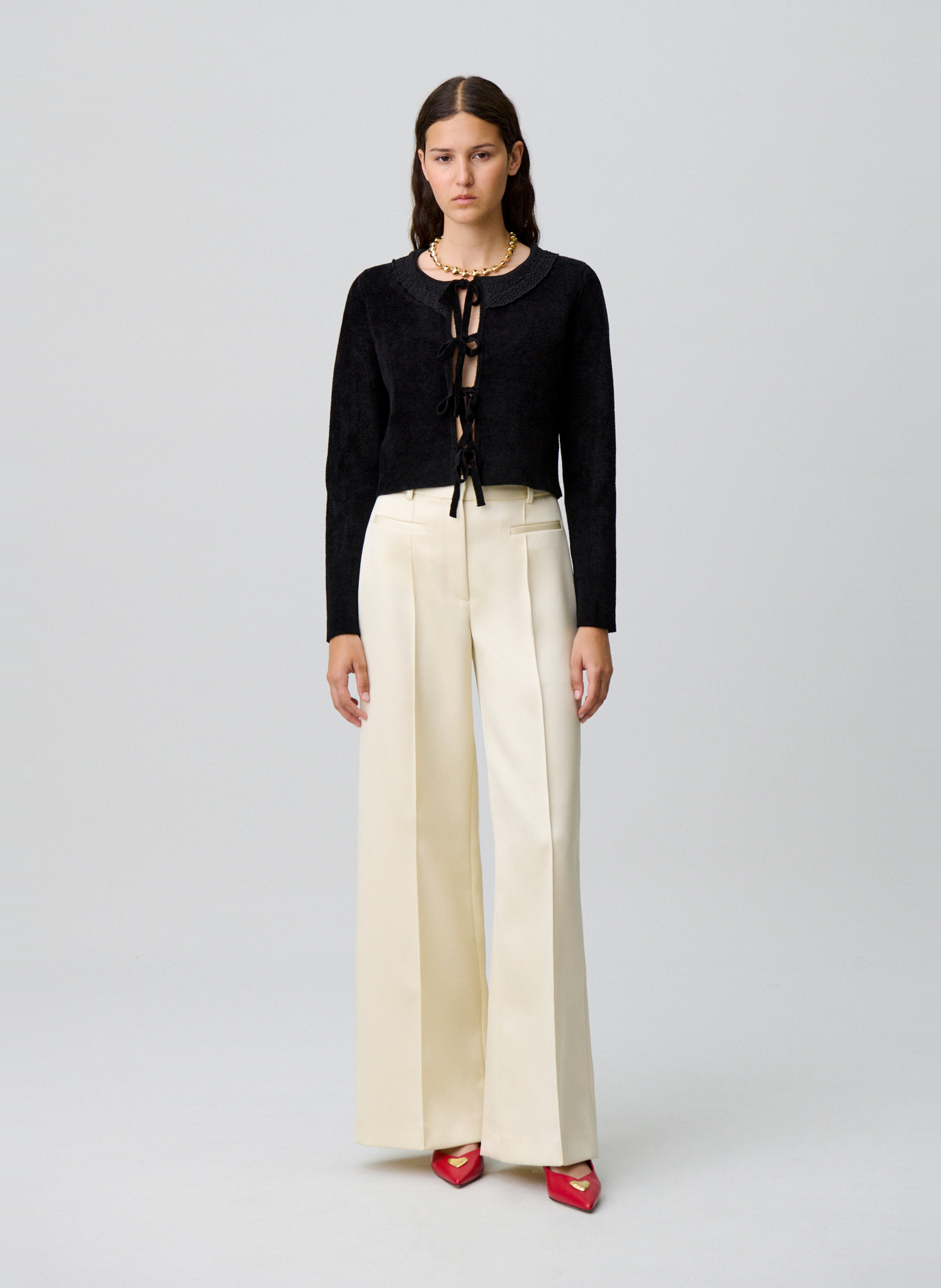 High-waisted tailored straight-leg pants CLAUDIE PIERLOT White
