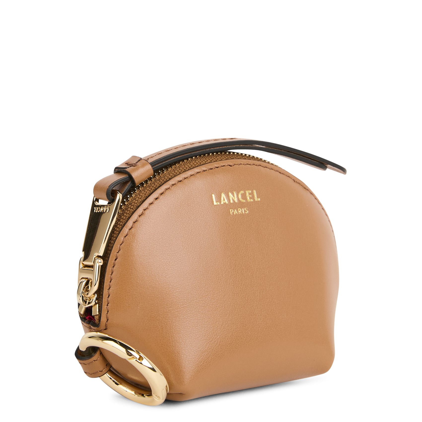Porte-monnaie zippé en cuir lisse LANCEL Beige