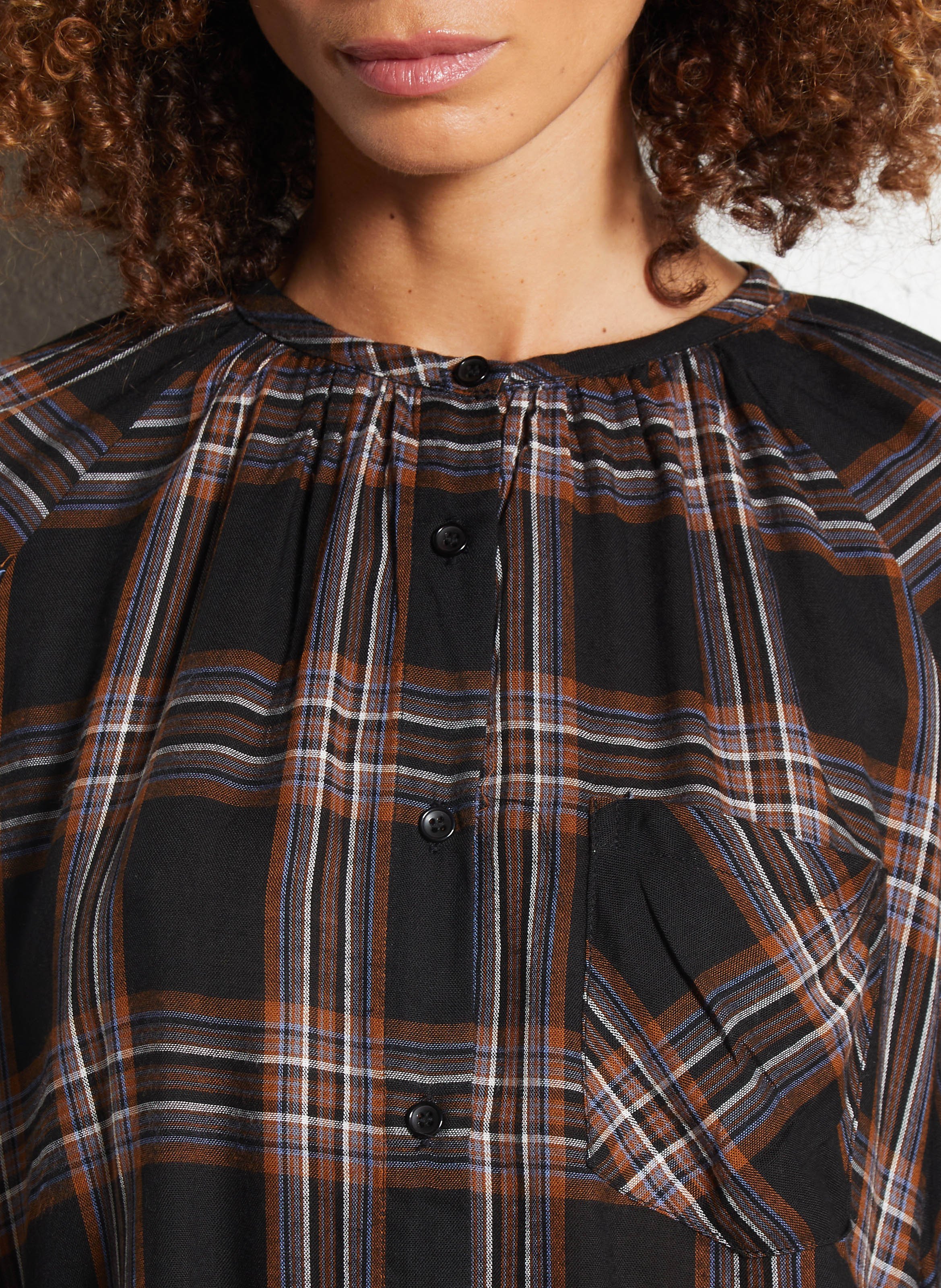 Chemise col rond fluide à motifs SEE U SOON Noir