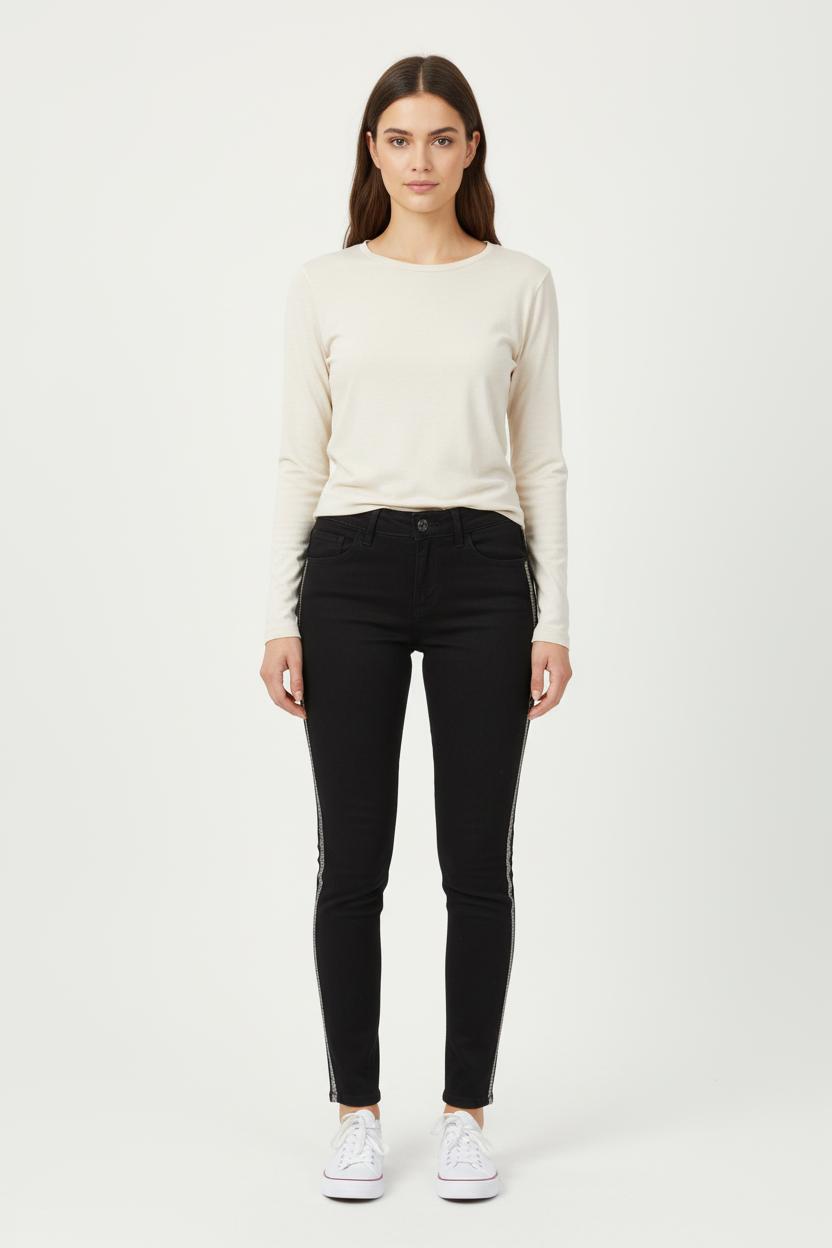 Cropped slim jeans with studs LIU JO - SECONDE MAIN Black