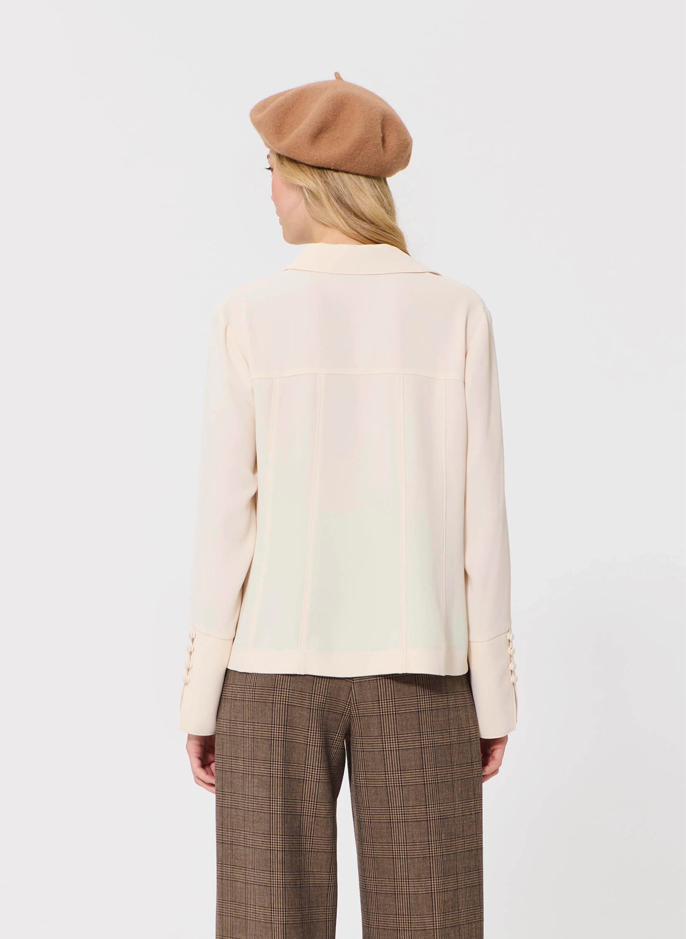 Rundhalsausschnitt-Top in Uni mit 3/4-Ärmeln TARA JARMON Beige