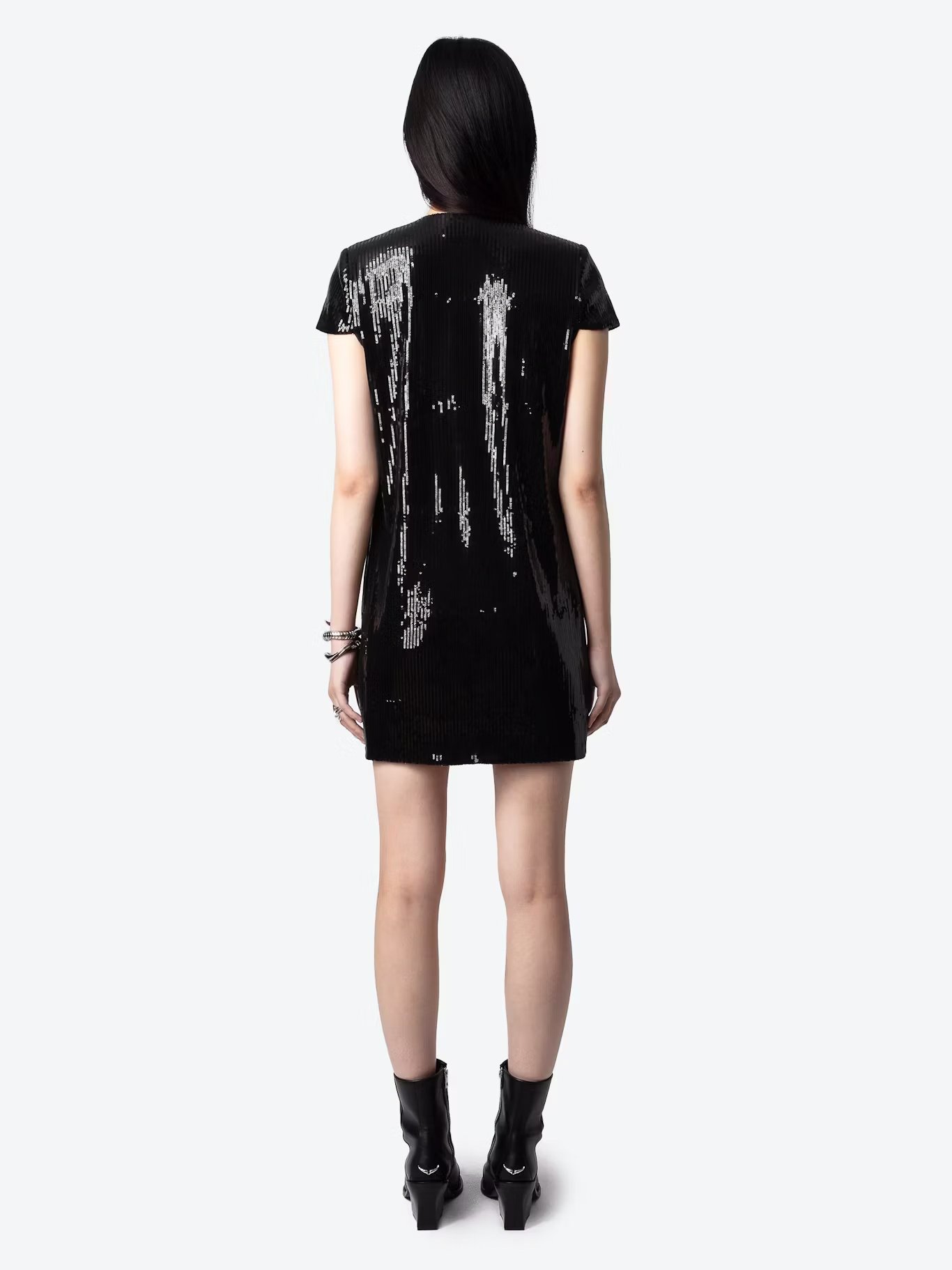 Robe courte à sequins en coton bio mélangé ZADIG&VOLTAIRE Noir
