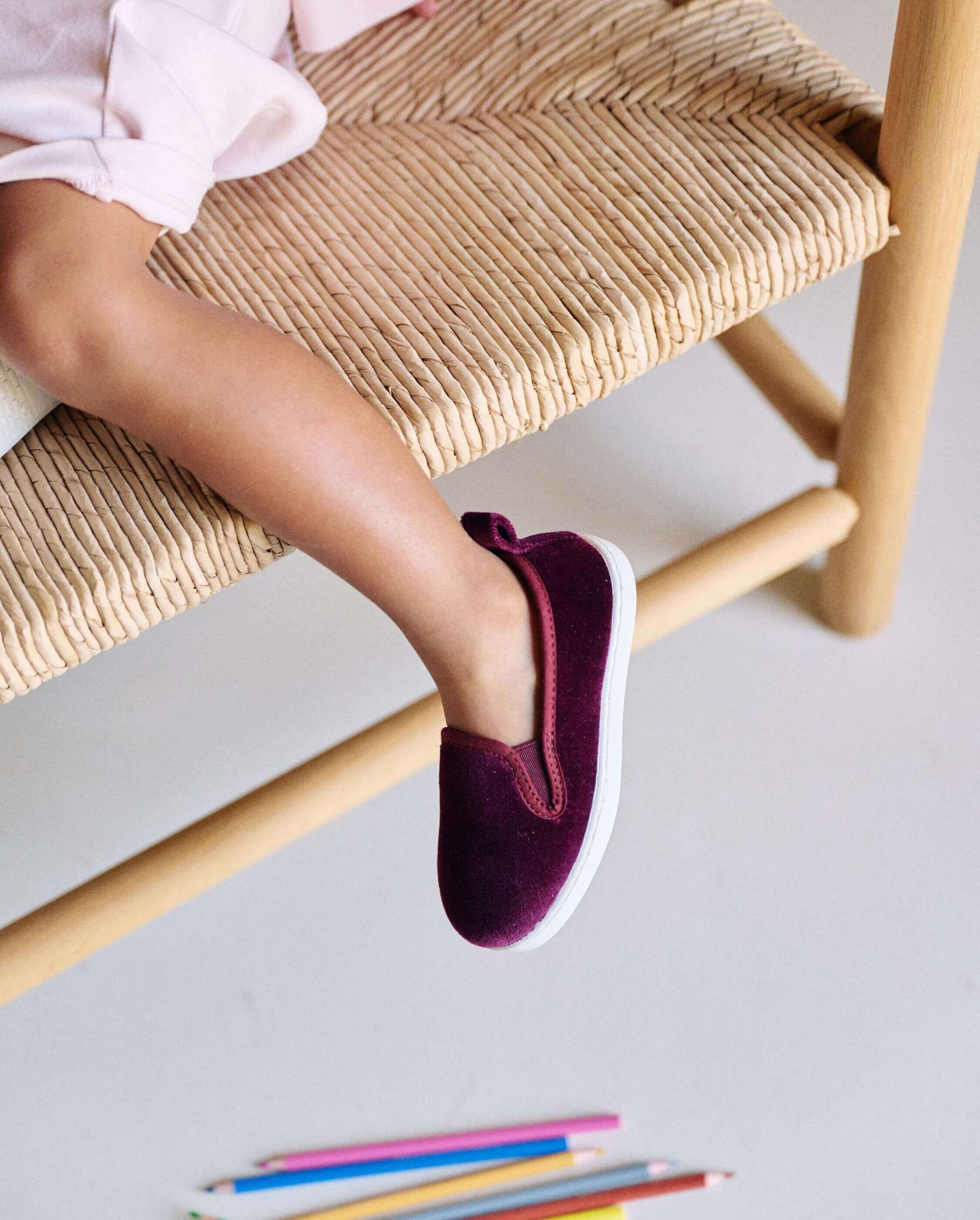 Velvet child slipper, burgundy ANGARDE Red