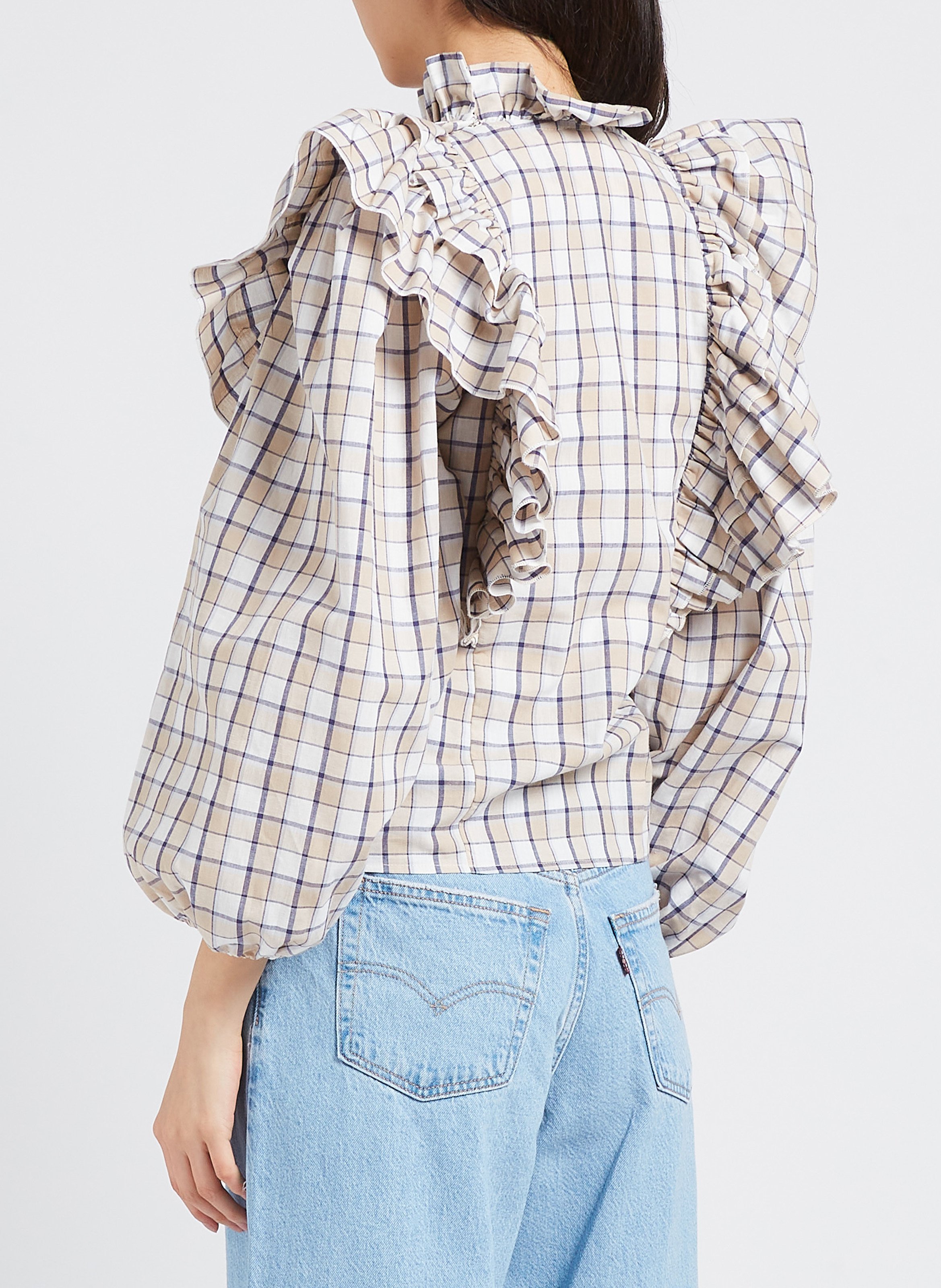 Chemise col victorien en coton THE LABEL EDITION Beige