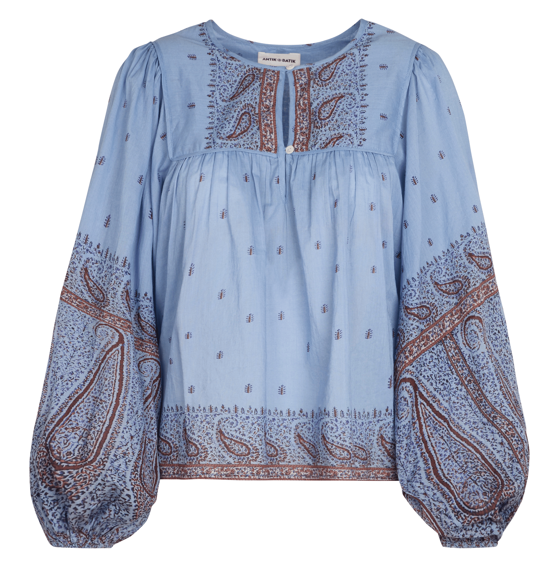 Blouse col rond en coton ANTIK BATIK Bleu