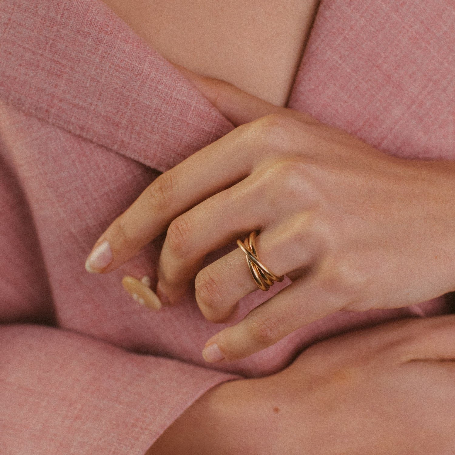 Three-ring gold-plated ring MAYRENA Golden