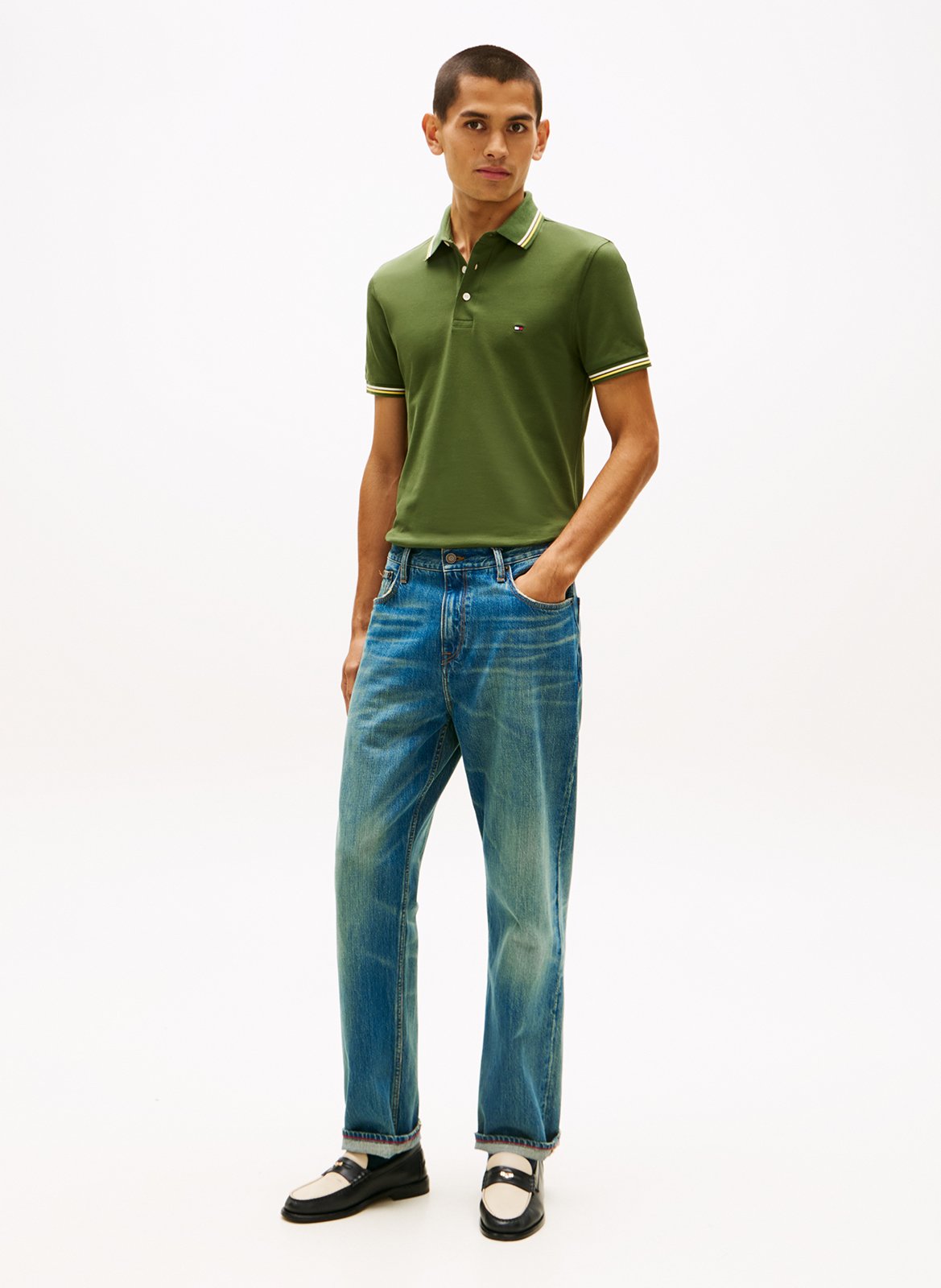 Katoenen polo met korte mouw TOMMY HILFIGER Groen