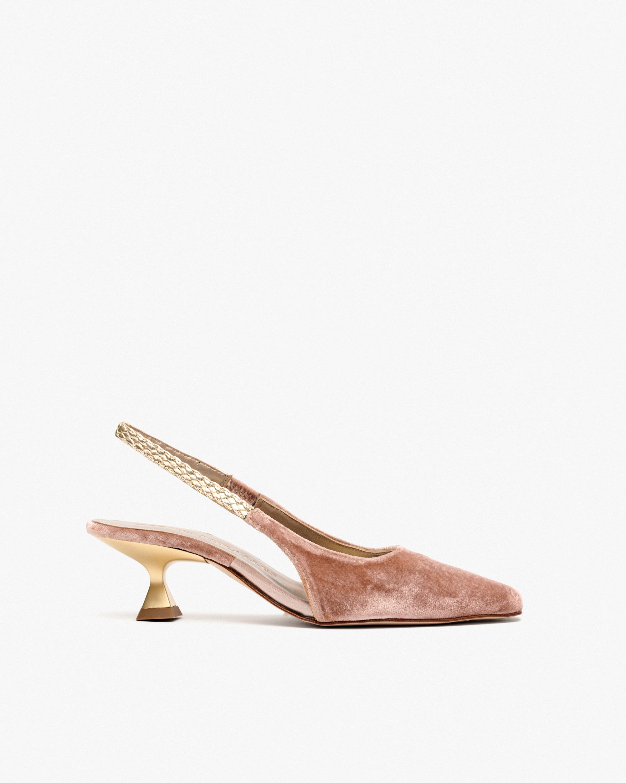Pink velvet pumps with metallic leather trim PEDRO MIRALLES Pink
