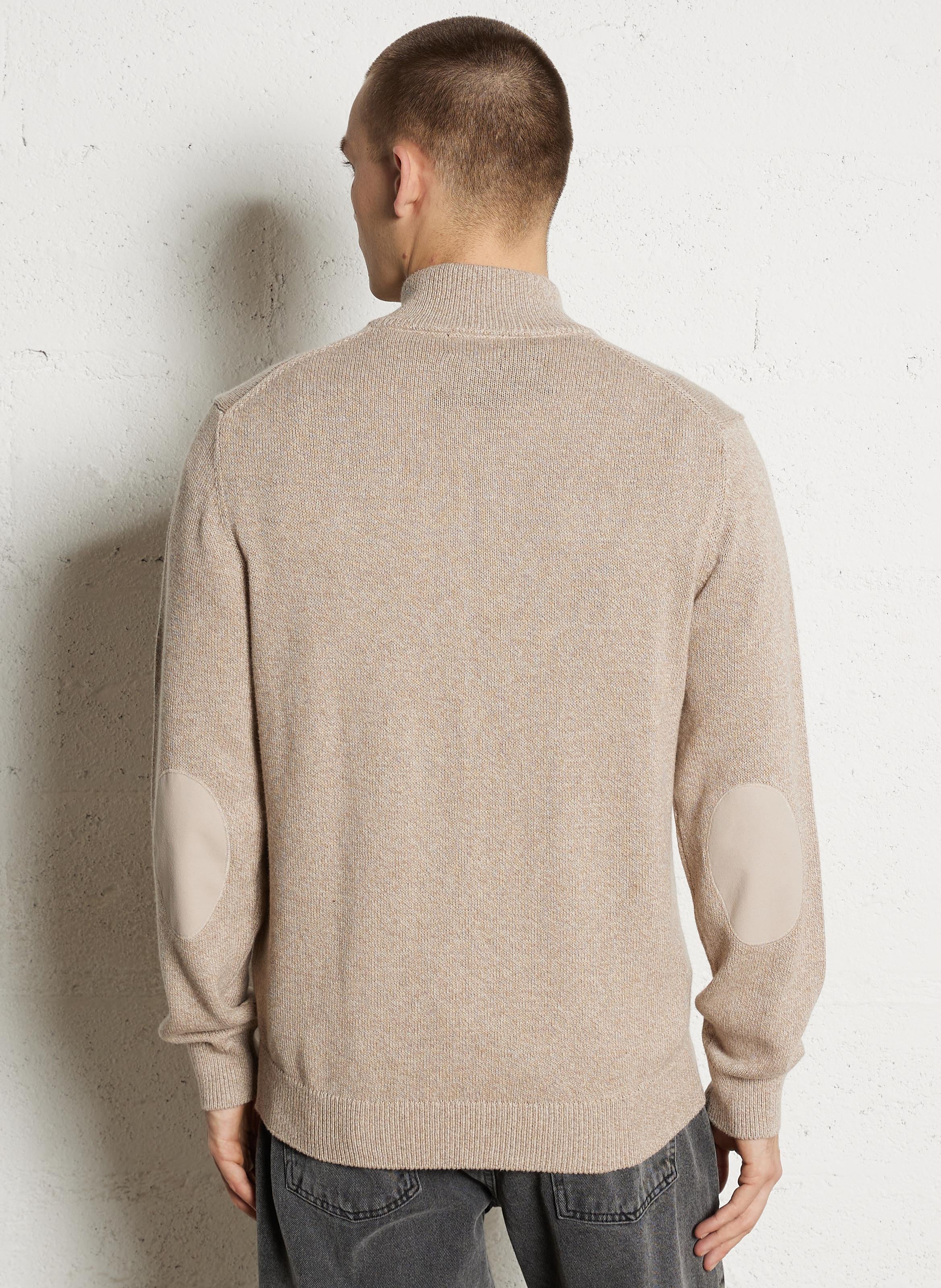 Pull droit col montant en coton et cachemire HACKETT Marron