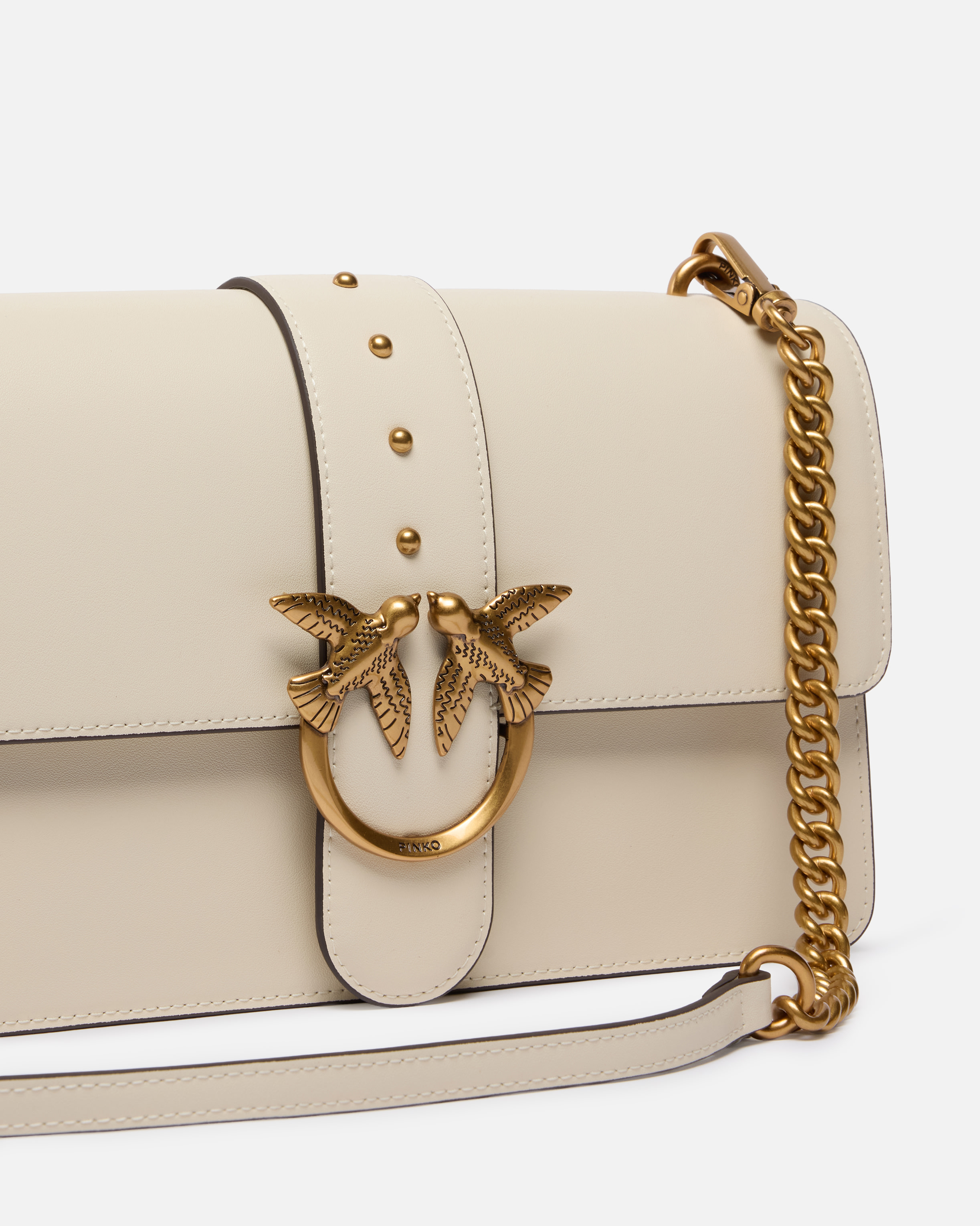 Sac à main moyen love bag one en cuir PINKO Blanc