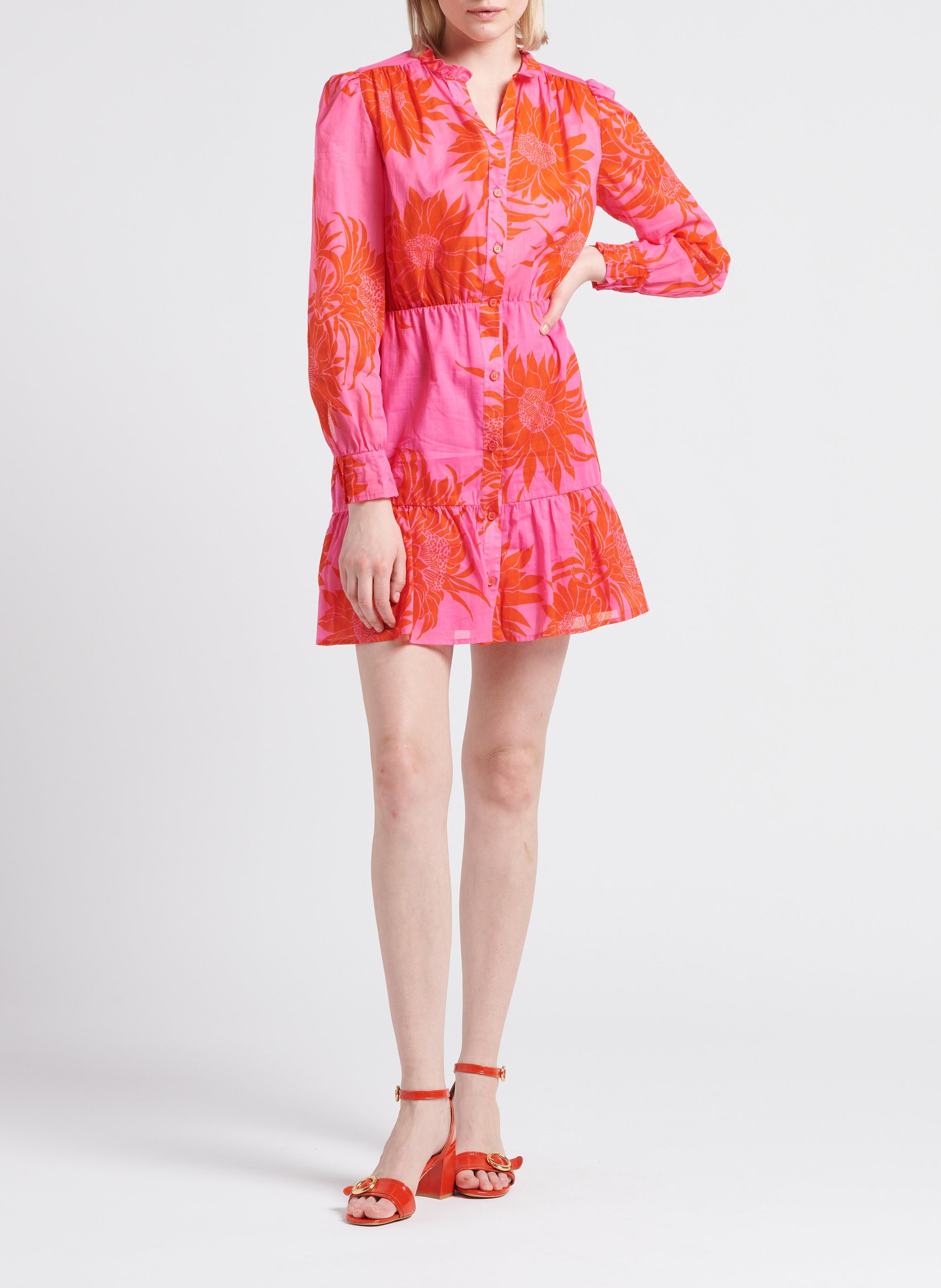 Korte jurk met tuniekhals en print PINKO Oranje