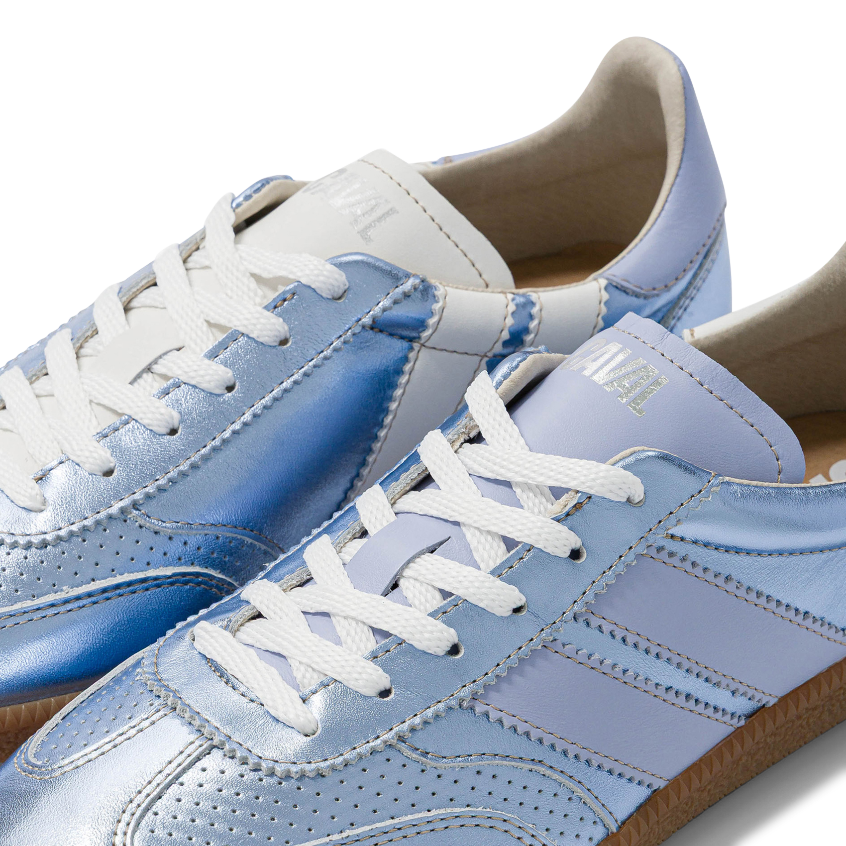 Low metallic leather trainers CAVAL Blue